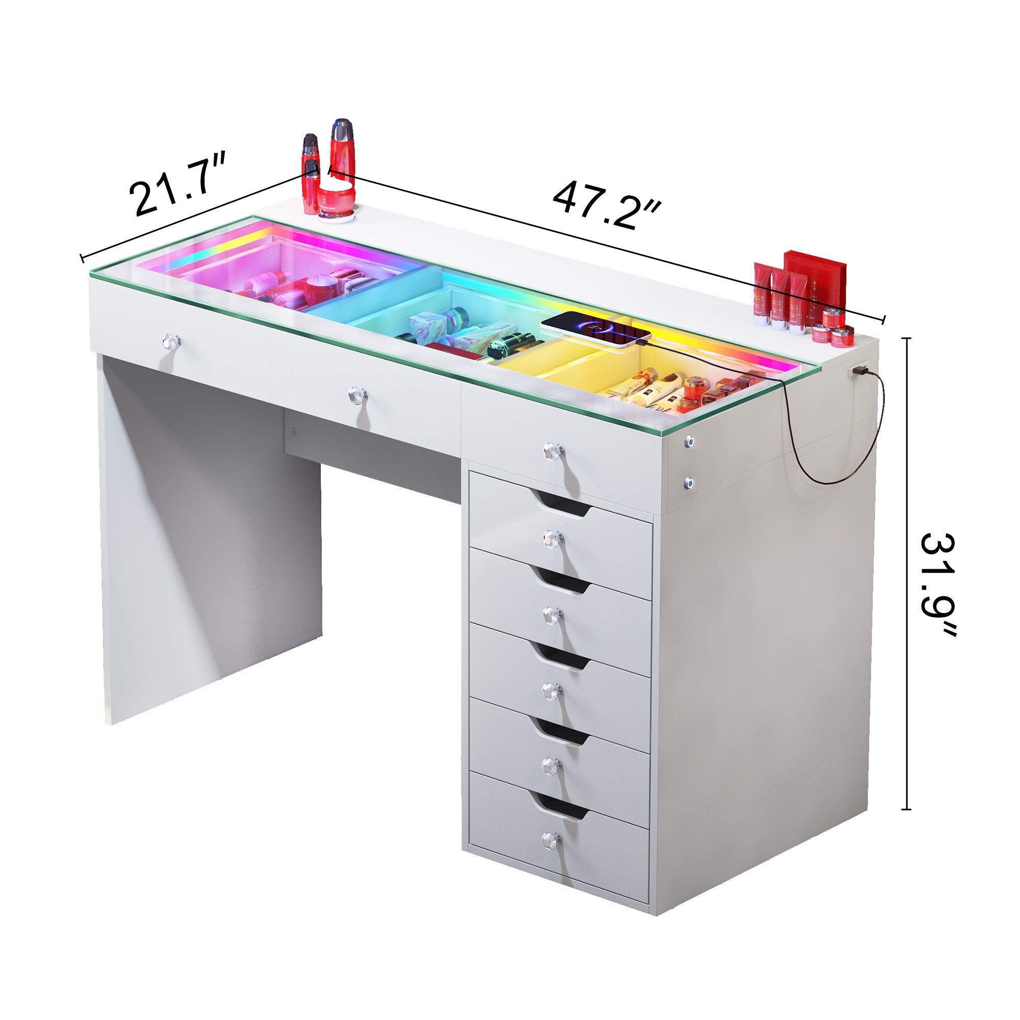 VANITII Diana Vanity Desk Pro- 8 Storage Drawers