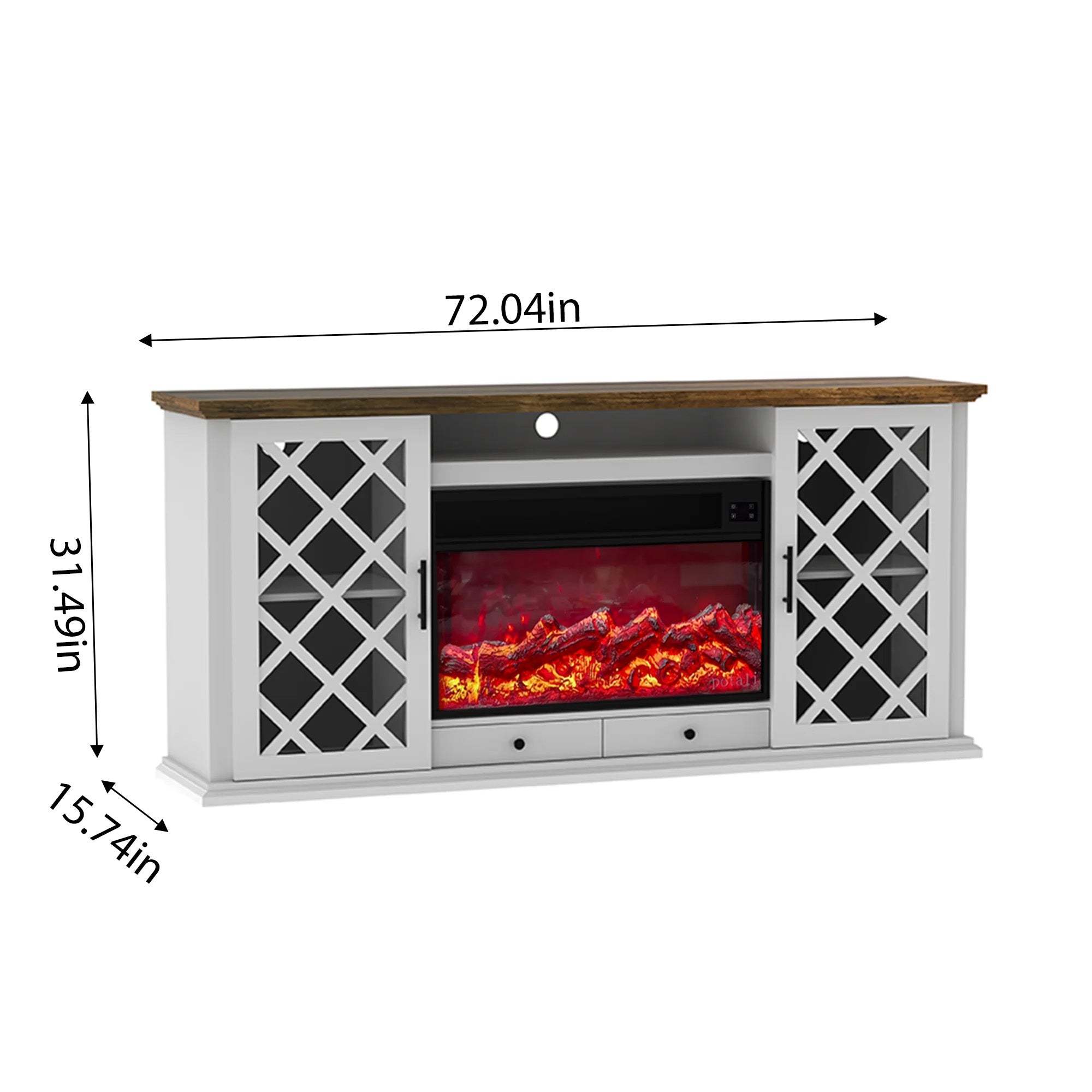 Fully Assembled 72" TV stand with an electronic fireplace (HZ04)