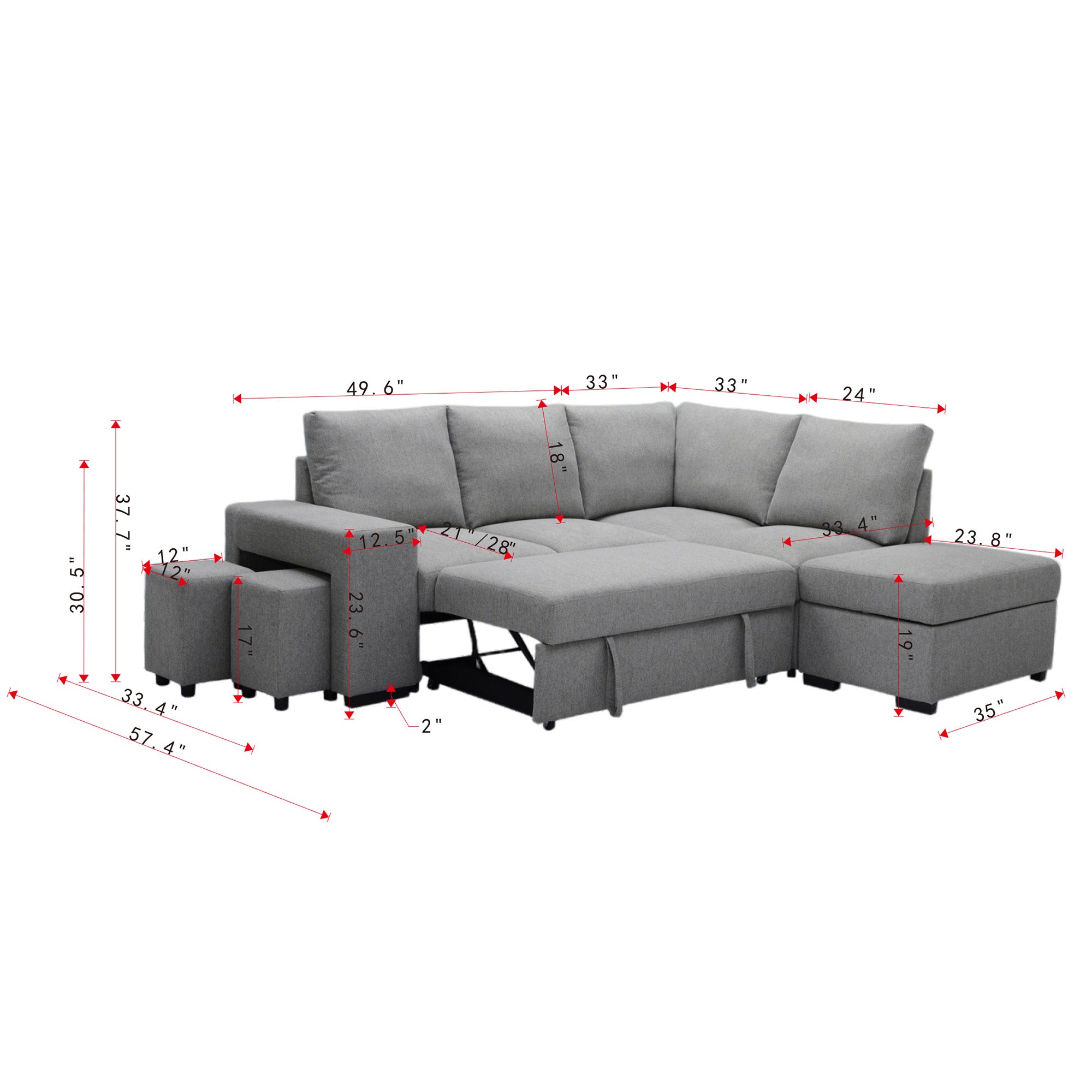 L-Shape sofa with storage and Pull-out bed