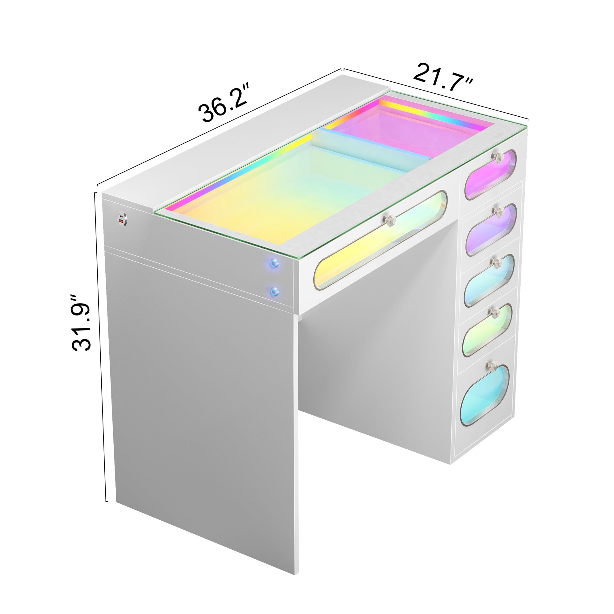 New Release ! VANITII 6 Glass Fronted Drawers Vanity Desk