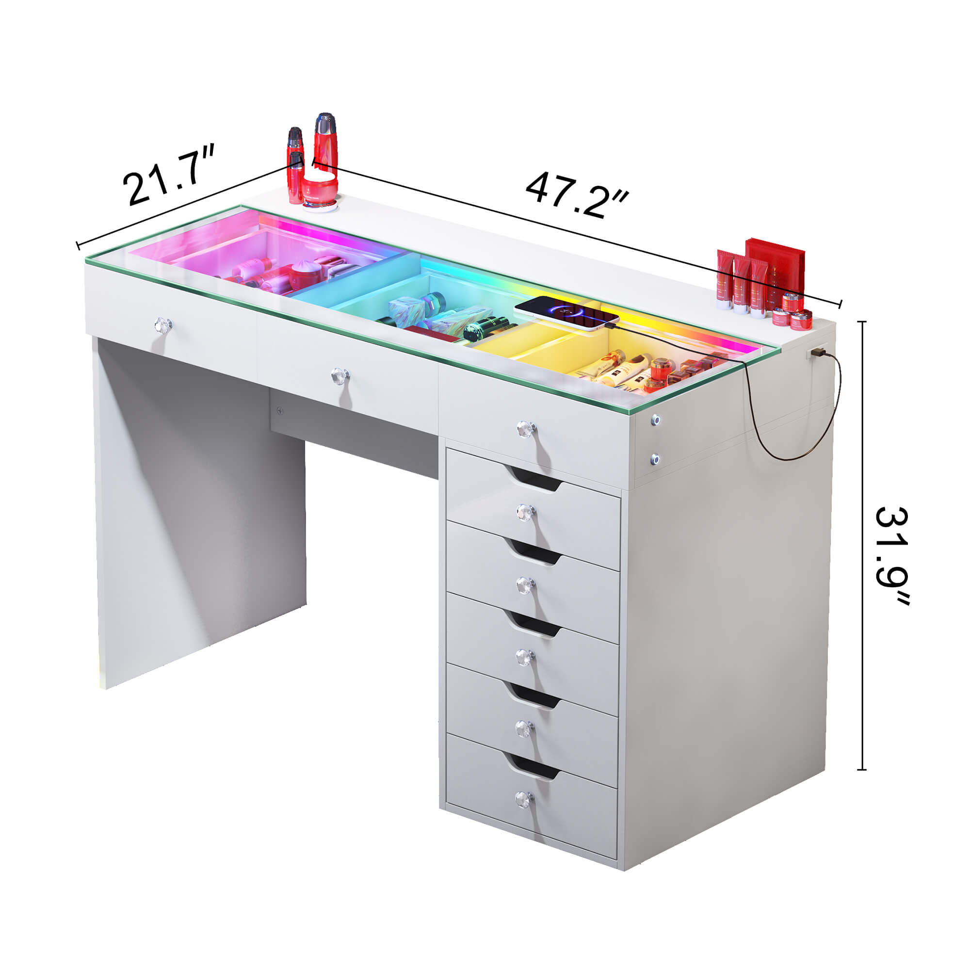 VANITII Diana Vanity Desk Pro- 8 Storage Drawers