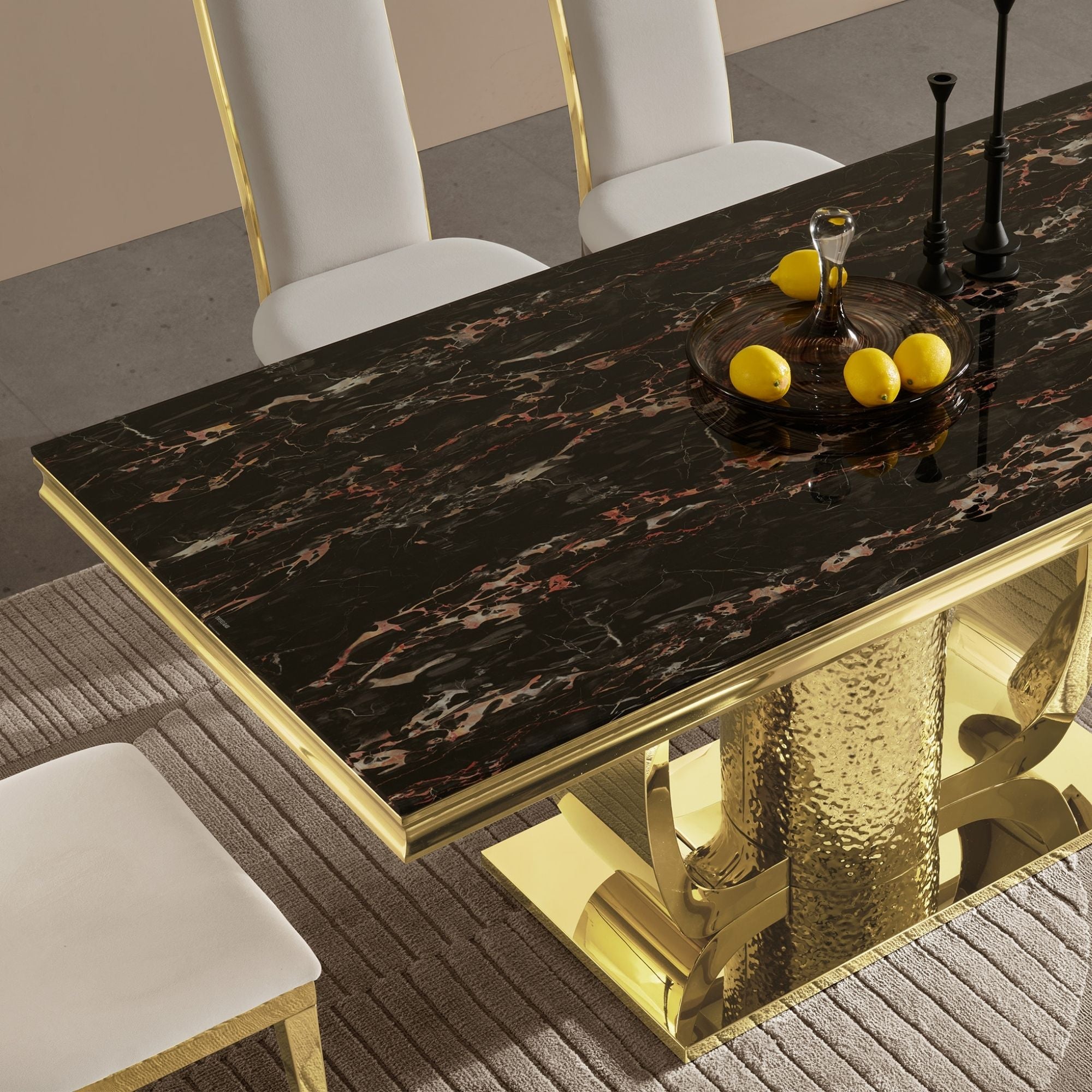 Fashion Stainless Steel & Tempered Glass Dining Table