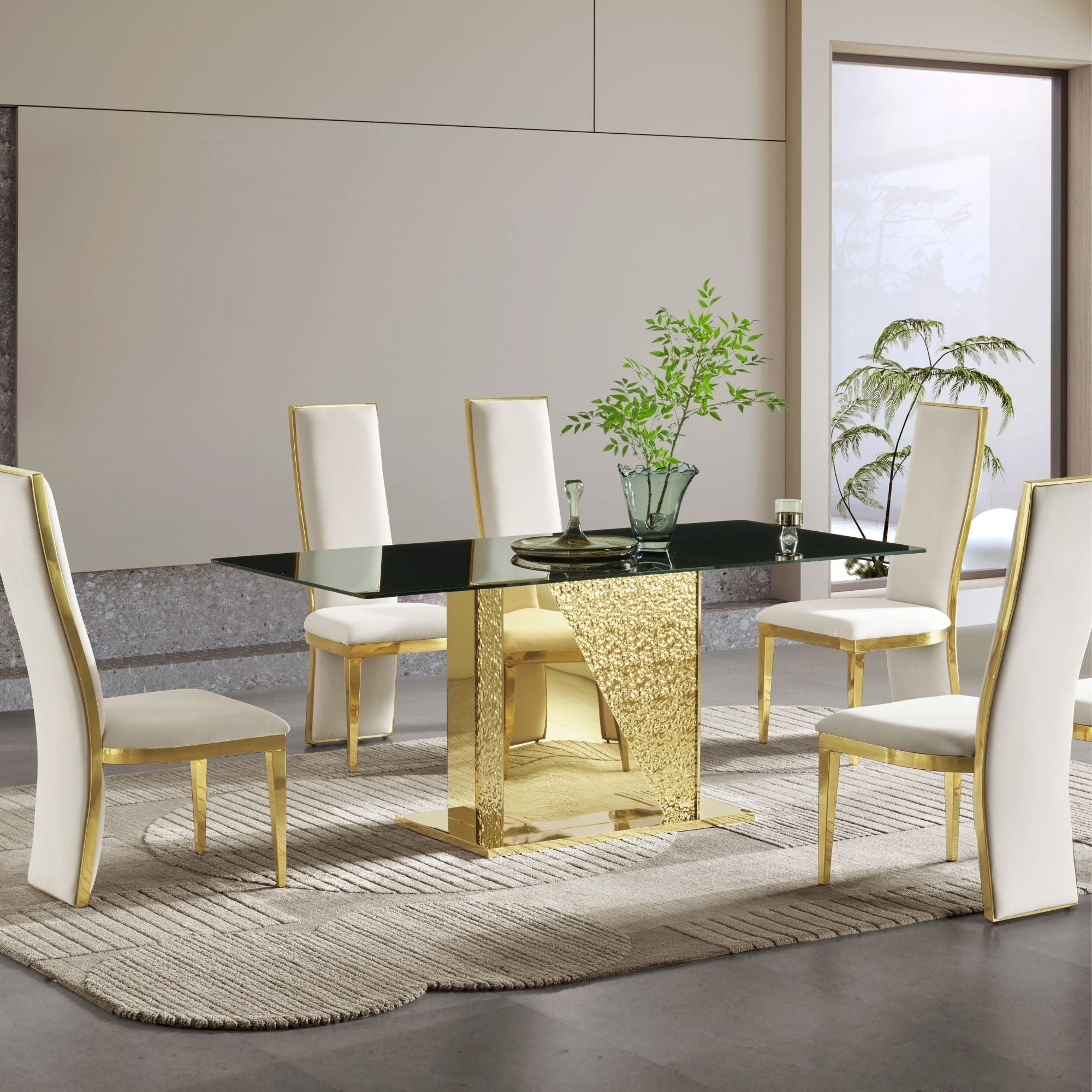 Stainless Steel & Tempered Glass Dining Table