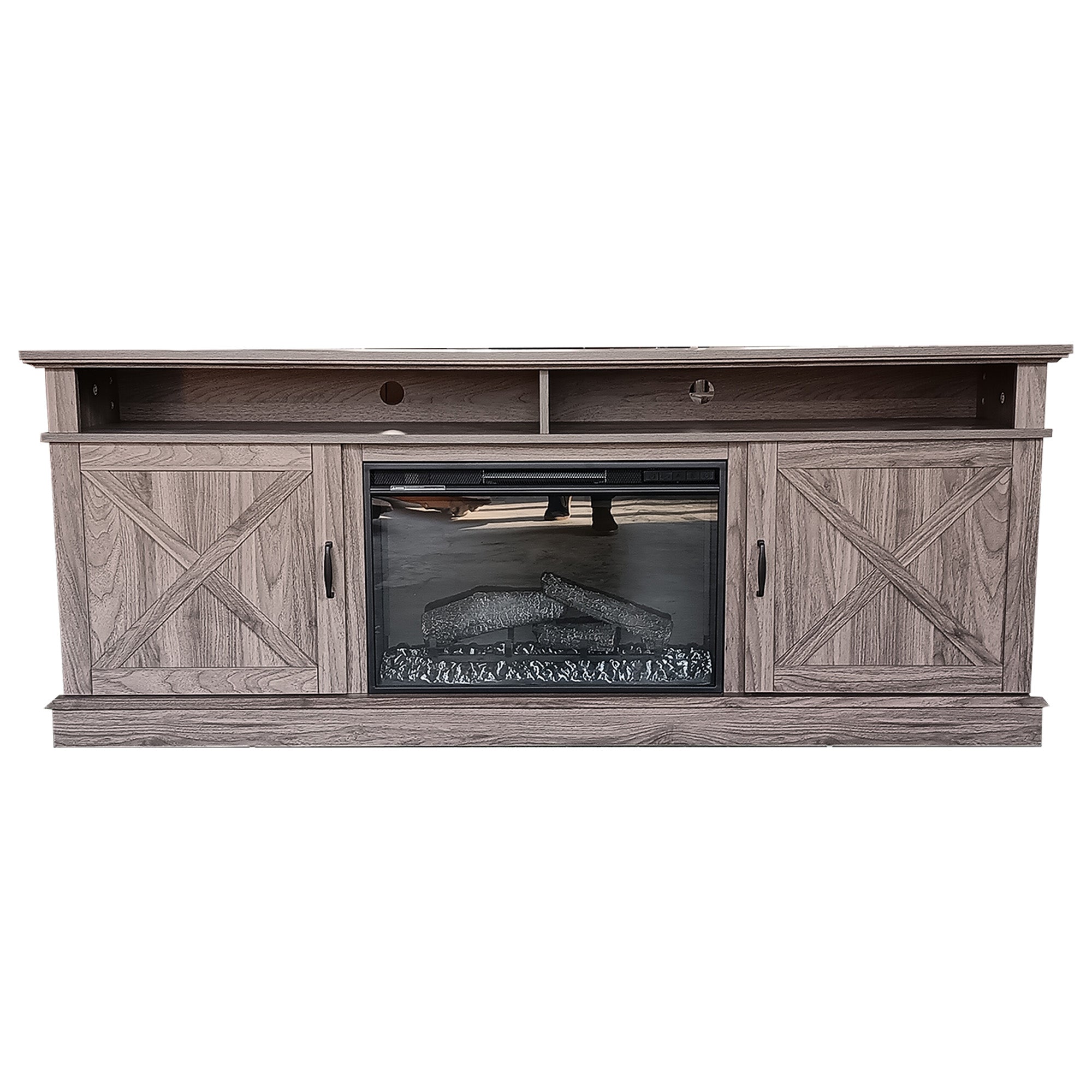 72" Light Grey Melamine Veneer Fireplace TV stand