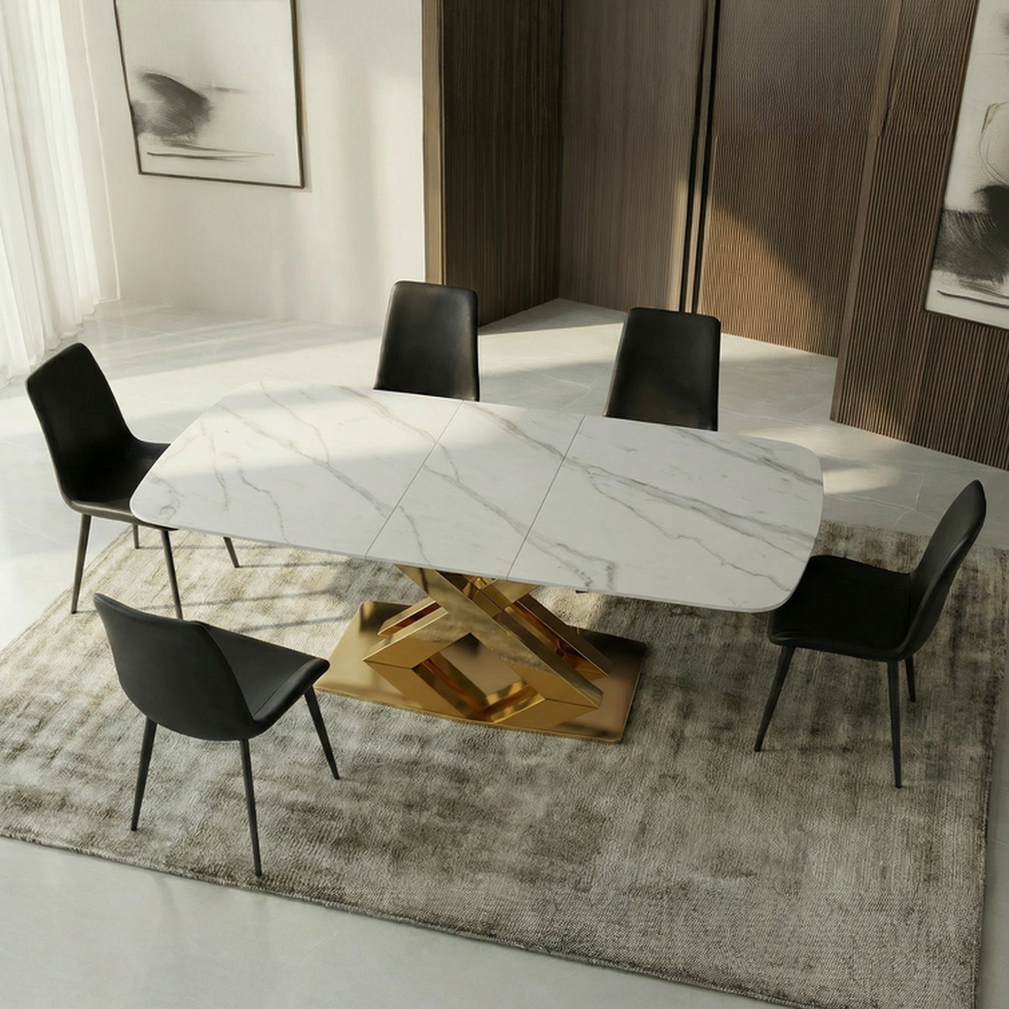 Extendable table with sintered stone top