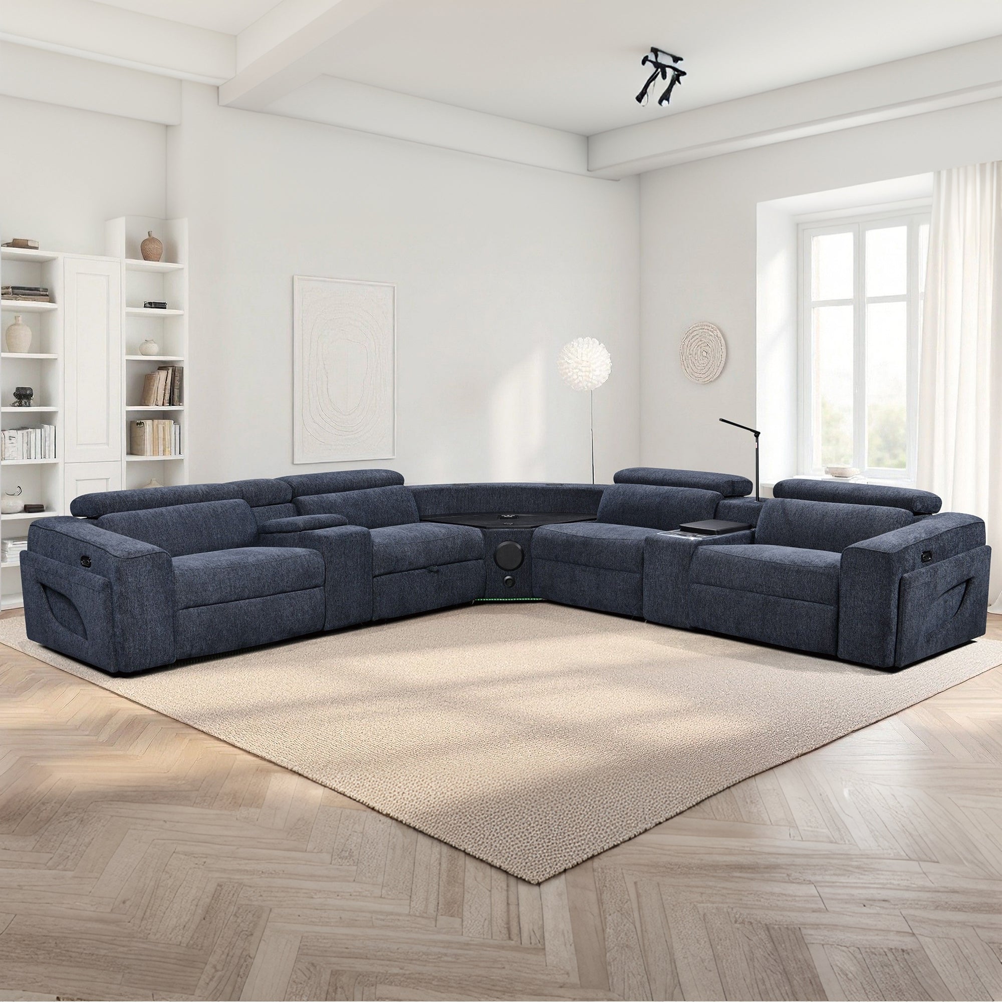 Power Recliner Fabric Sectional MC3028 Blue