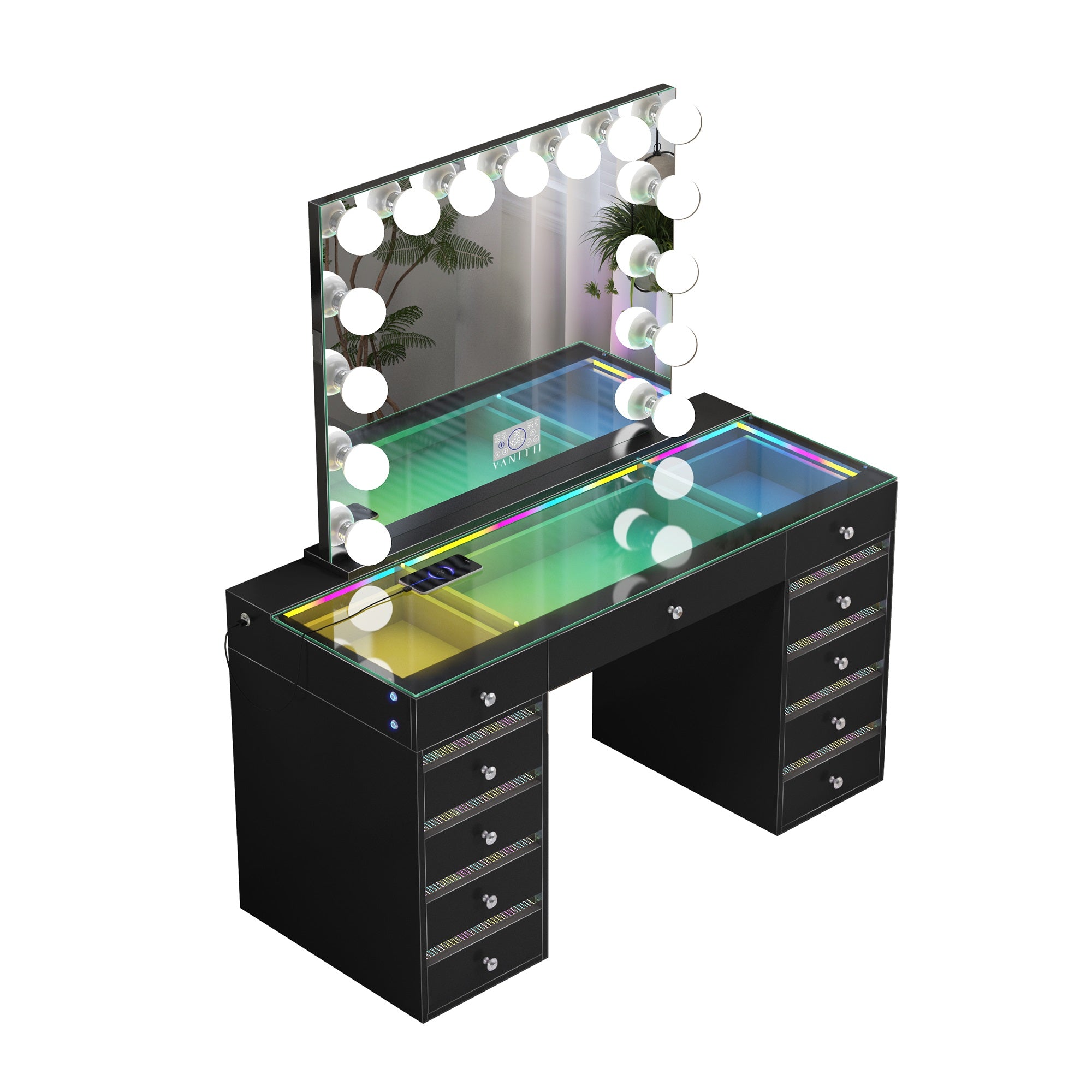VANITII Fenair Vanity Desk with RGB light including Vanity Mirror
