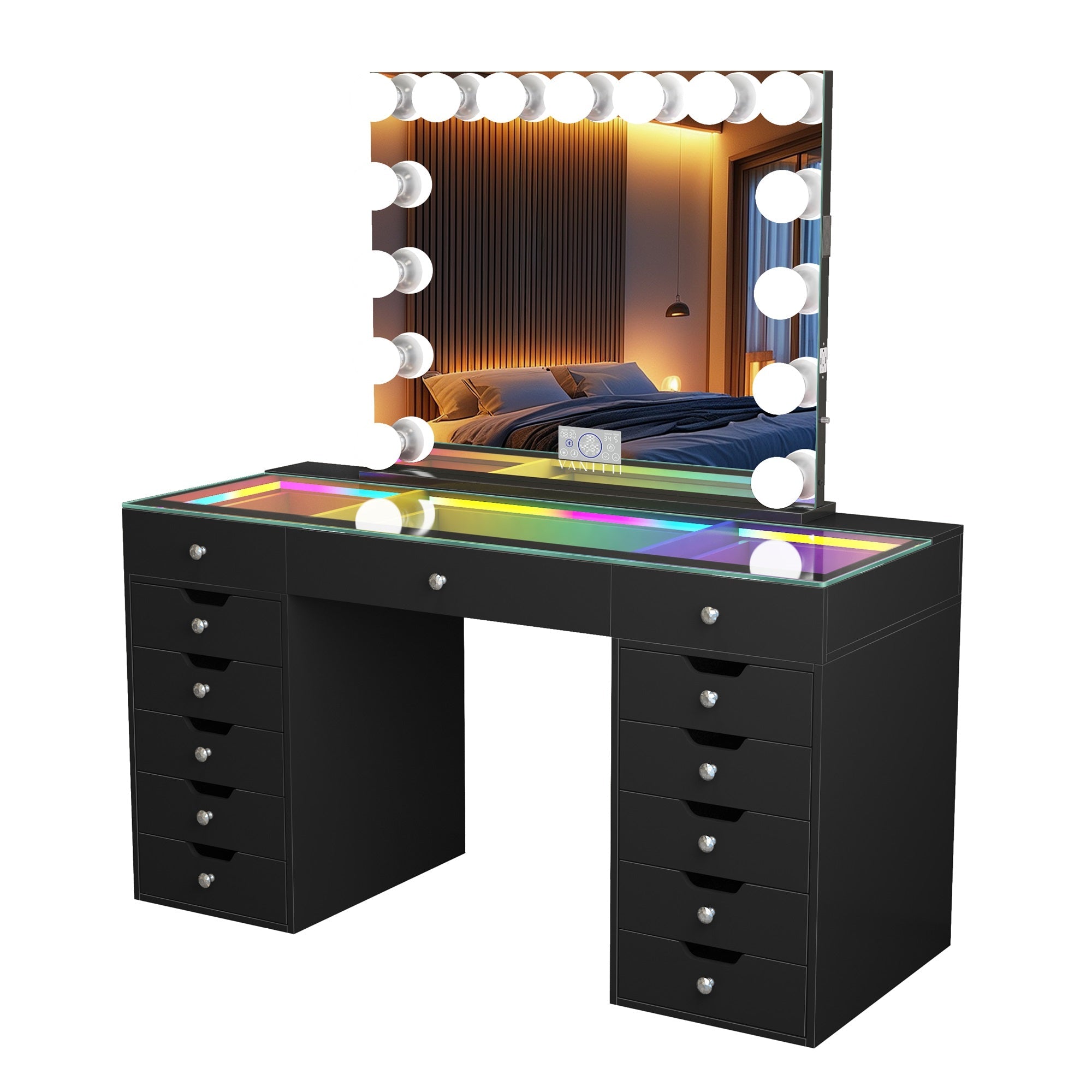 Eva-RGB Vanity Desk Set with Mirror