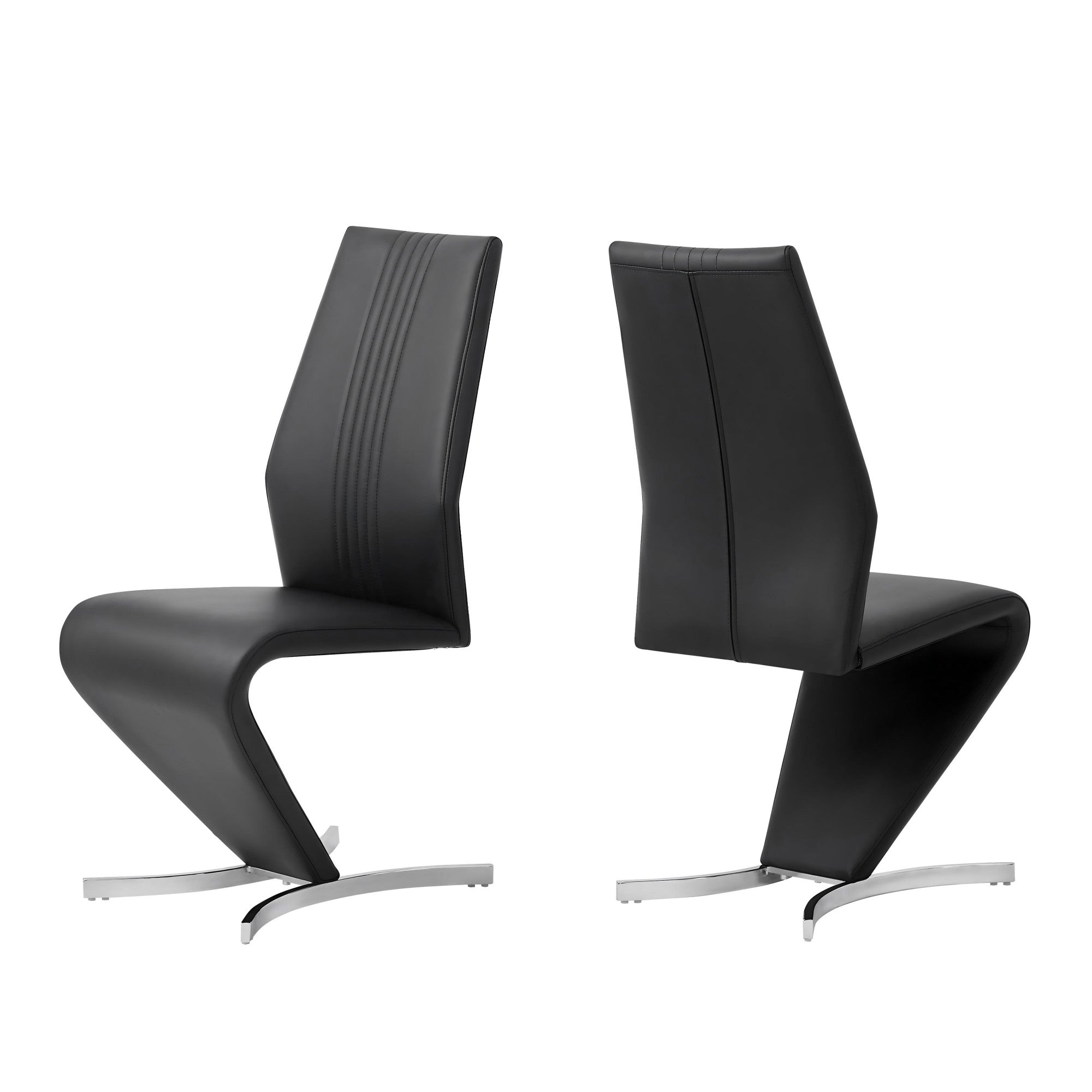 Black Faux Leather Dining Chairs-2PCS/CTN