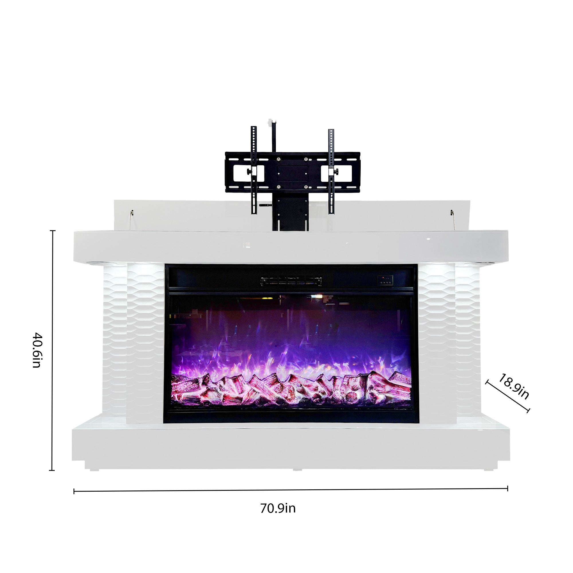 VANITII TV Stand Fireplace with Heating Function and Bluetooth speaker