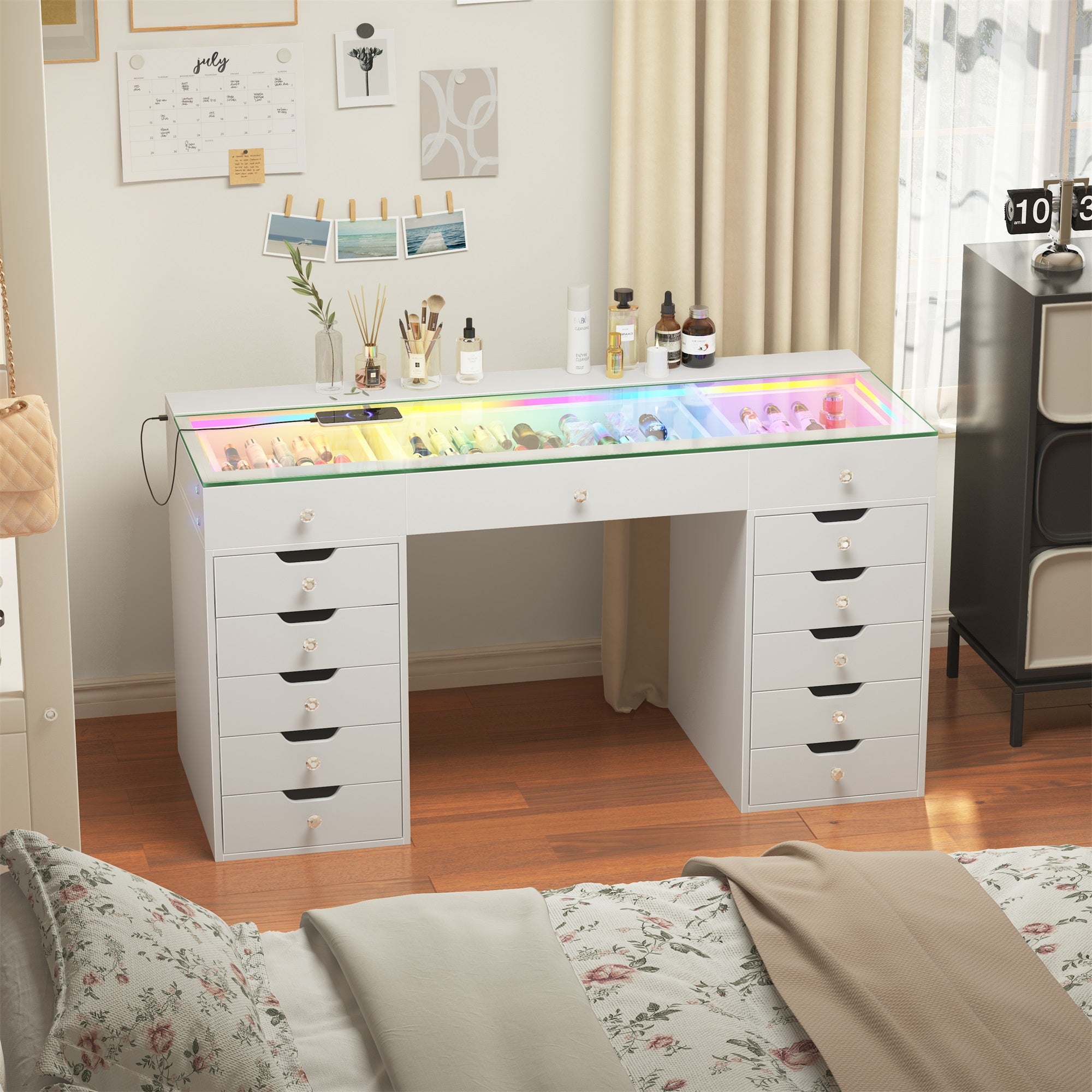 VANITII Eva-RGB Vanity Desk Pro - 13 Storage Drawers