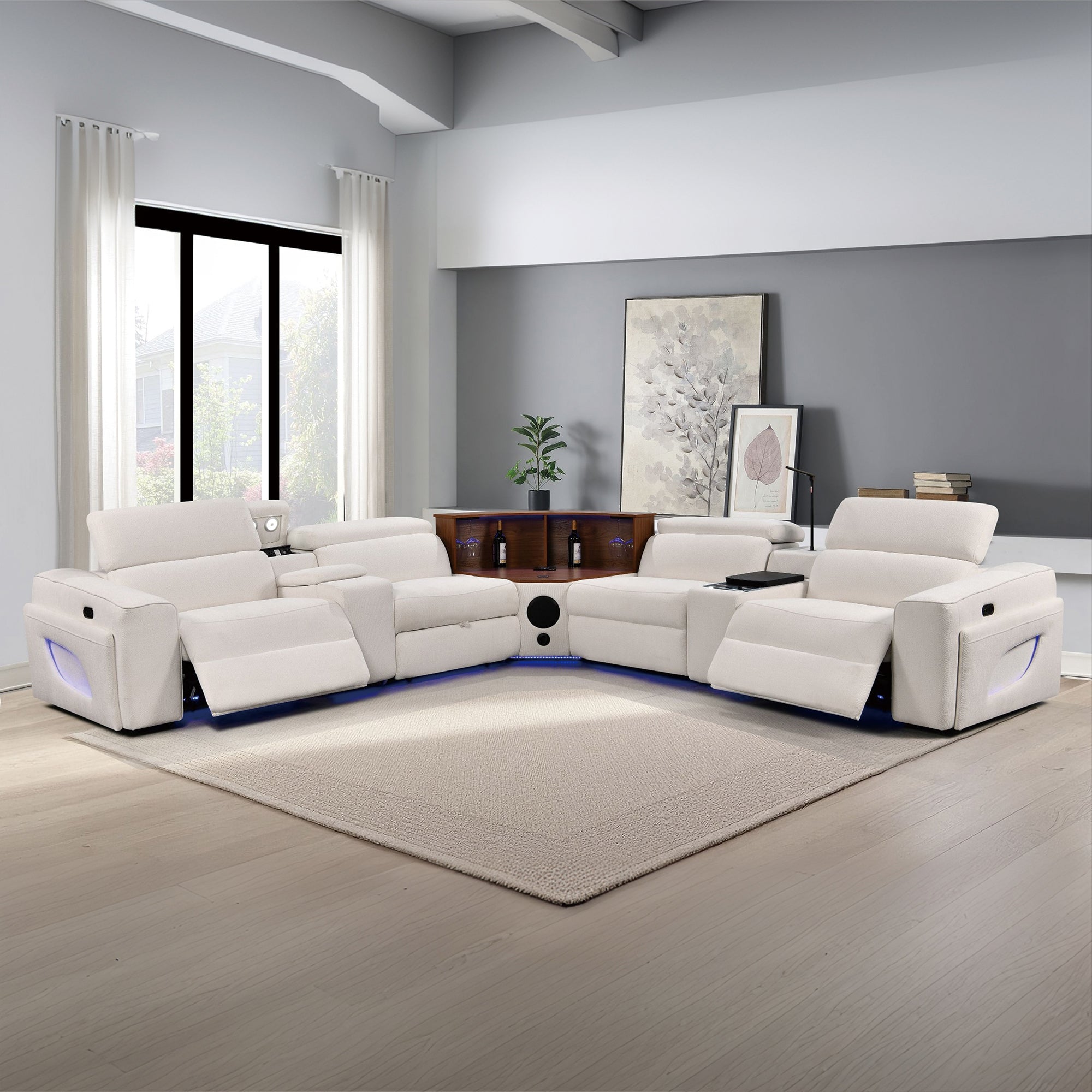 Power Recliner Fabric Sectional MC3028 White