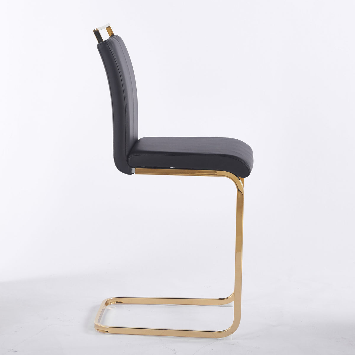 Contemporary Upholstered Bar Stool, Diamond Stitched PU Leather with Gold/Chrome Cantilever Base 4pcs/CTN