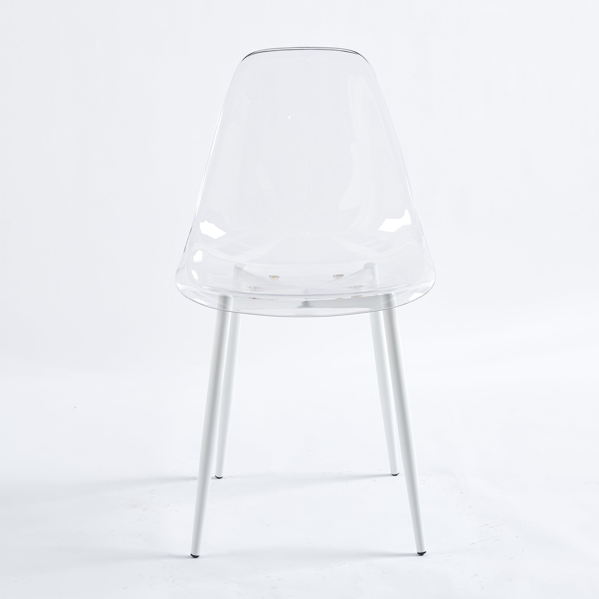 Clear Acrylic Accent Side Chairs w/ Metal Legs for Dining/Kitchen/Living Room