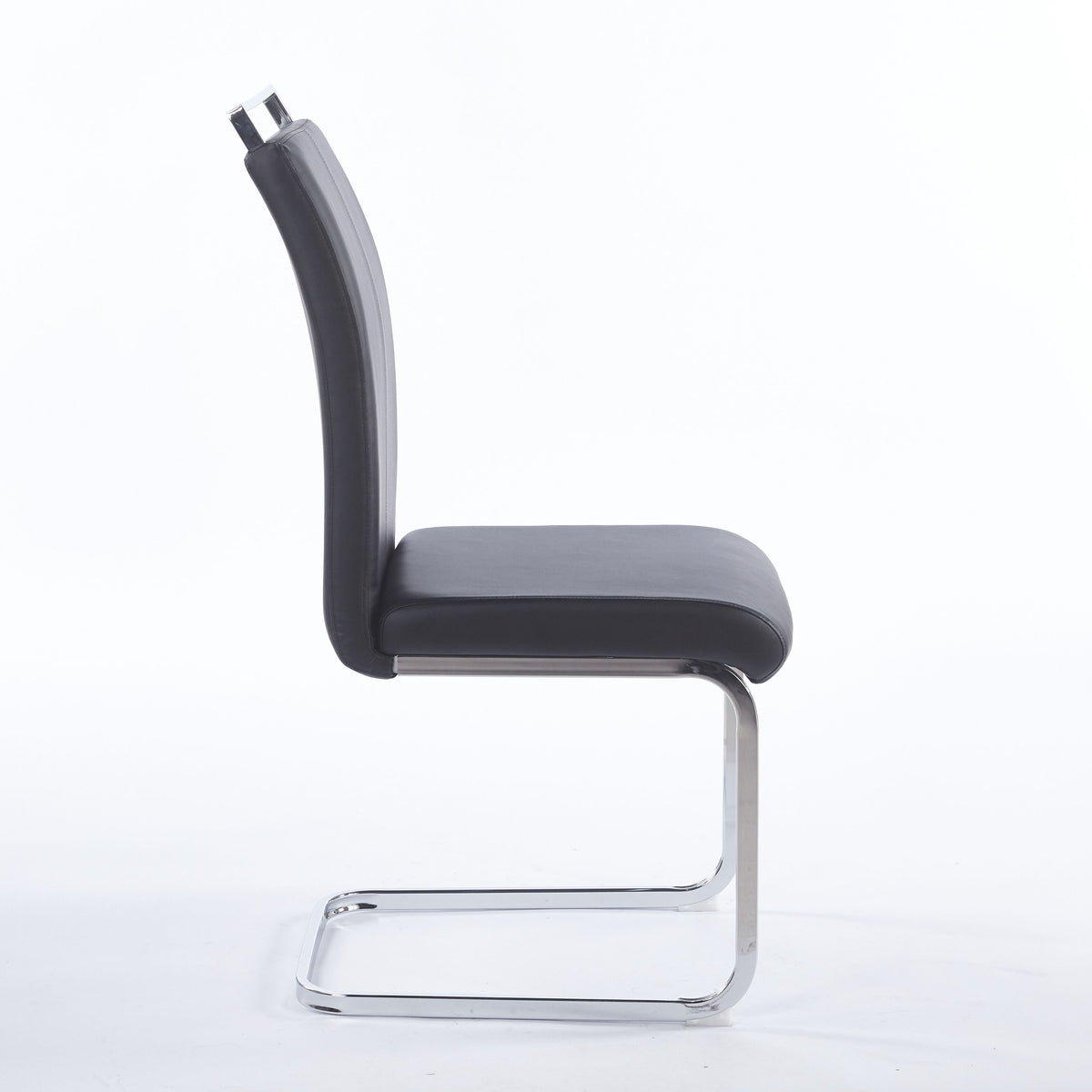 Contemporary Cantilever Dining Chair, Leather Upholstery with Chrome Metal Base 4pCS/CTN