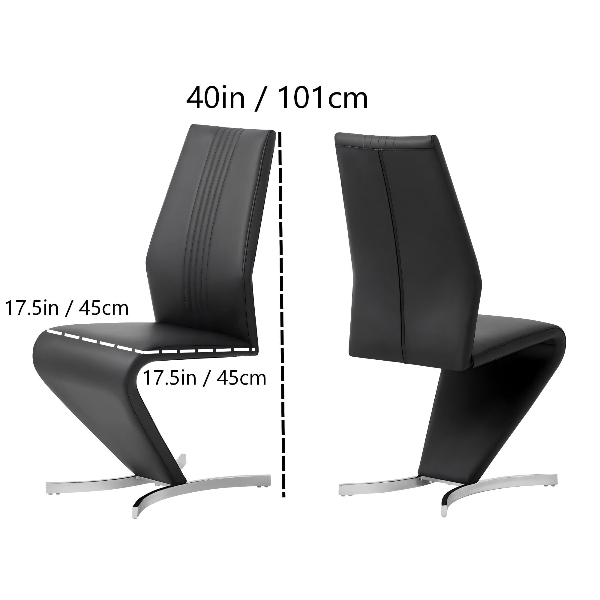 Black Faux Leather Dining Chairs-2PCS/CTN