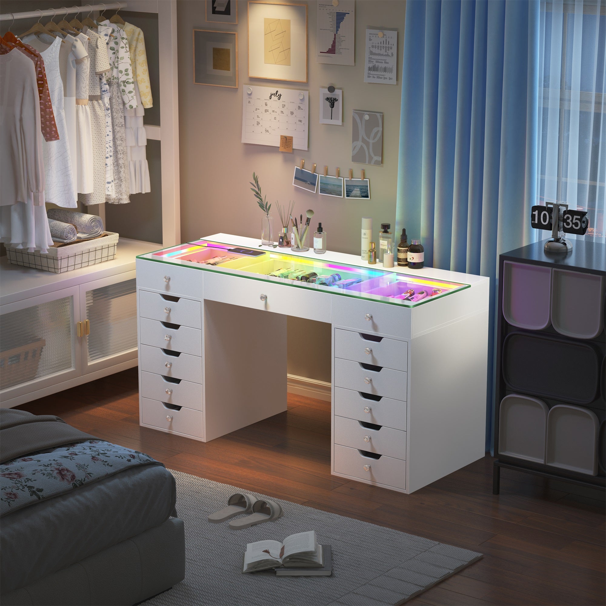 VANITII Eva-RGB Vanity Desk Pro - 13 Storage Drawers