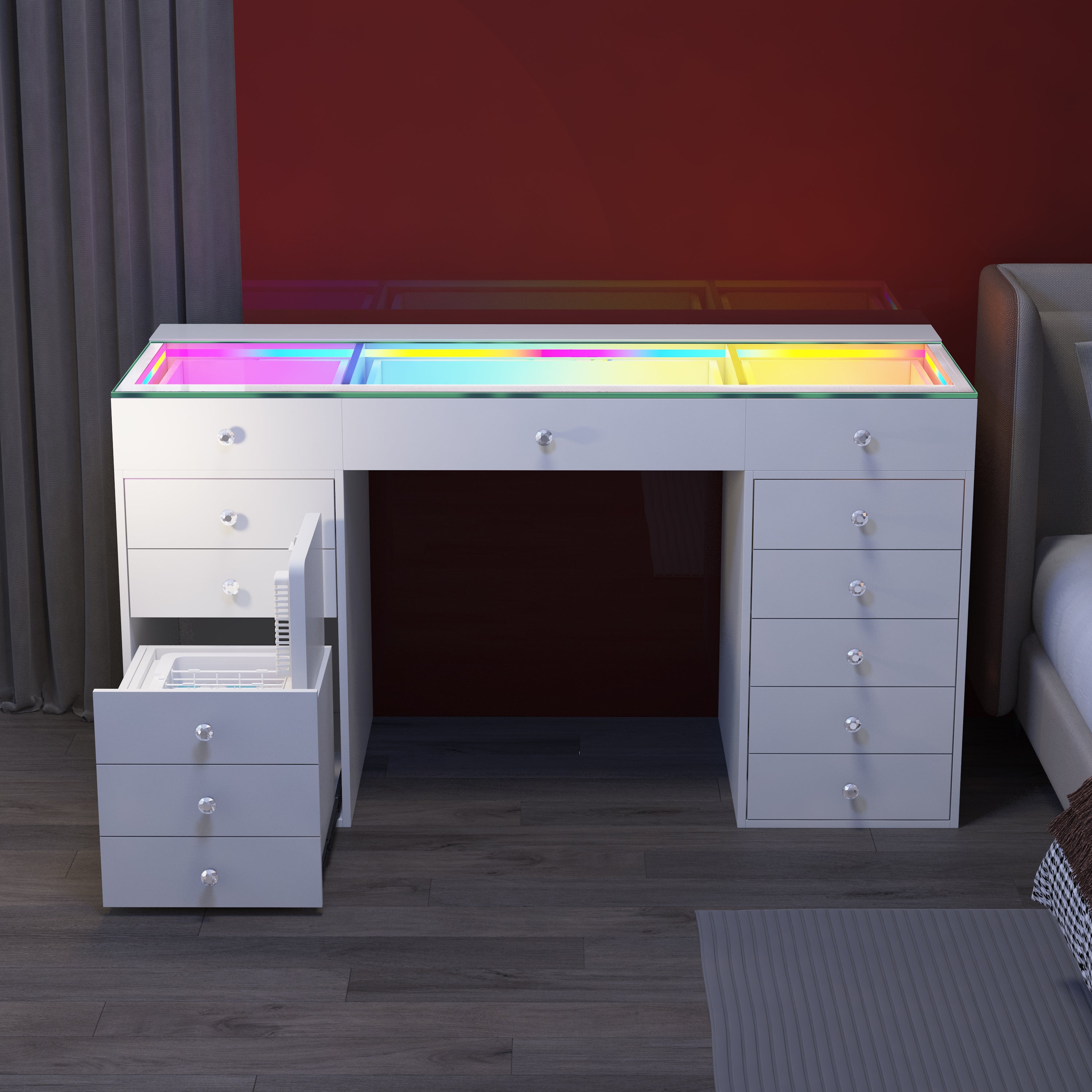 New Release ! VANITII Vanity Desk with Fridge