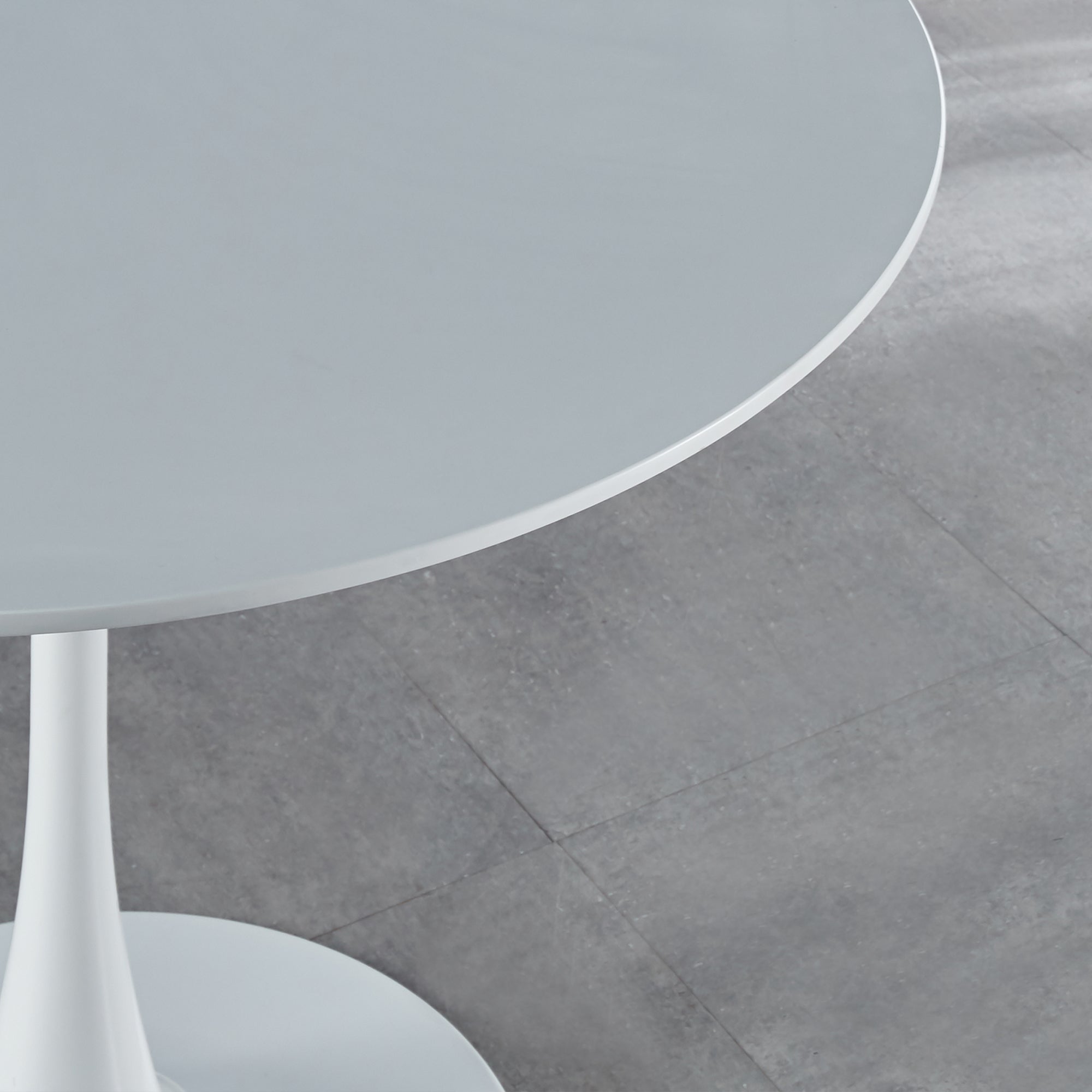 42.1'' White Tulip Mid-Century Dining Table (MDF round top, pedestal) – seats 4-6