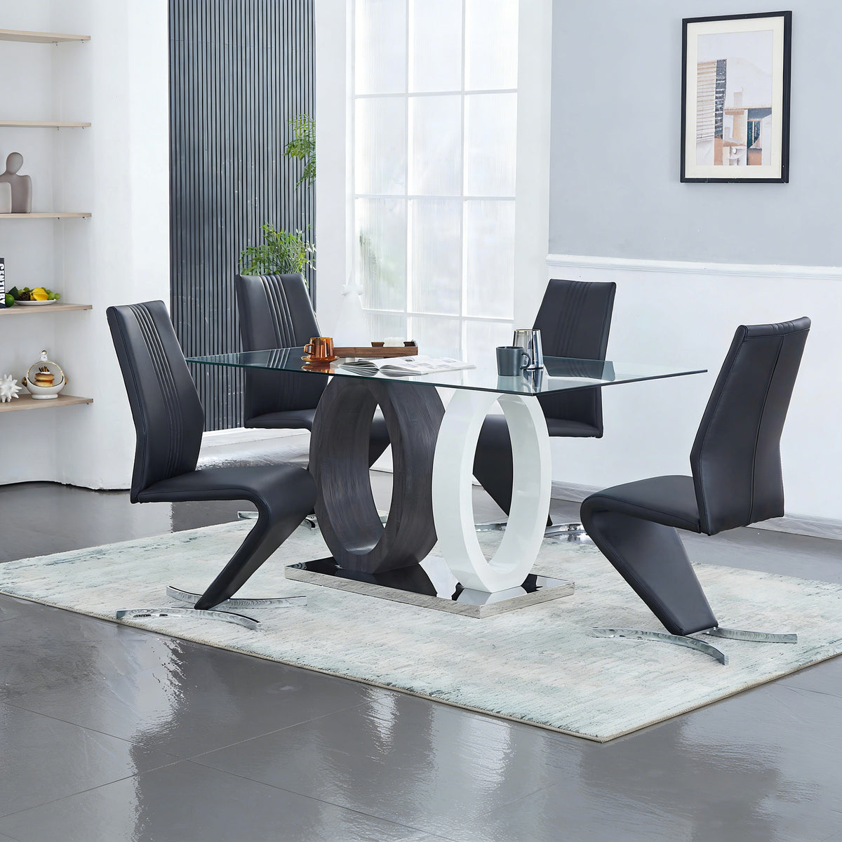 Black Faux Leather Dining Chairs-2PCS/CTN
