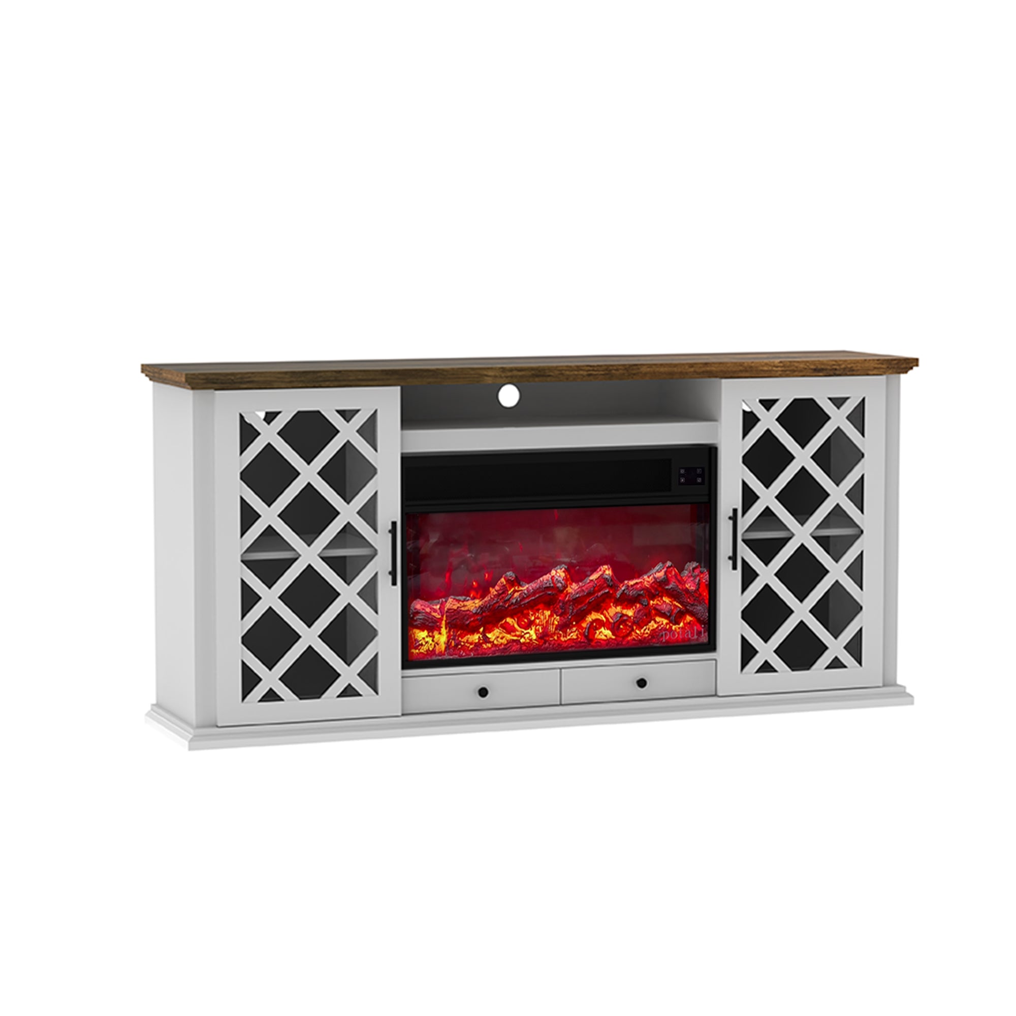 Fully Assembled TV stand with an electronic fireplace (HZ04)