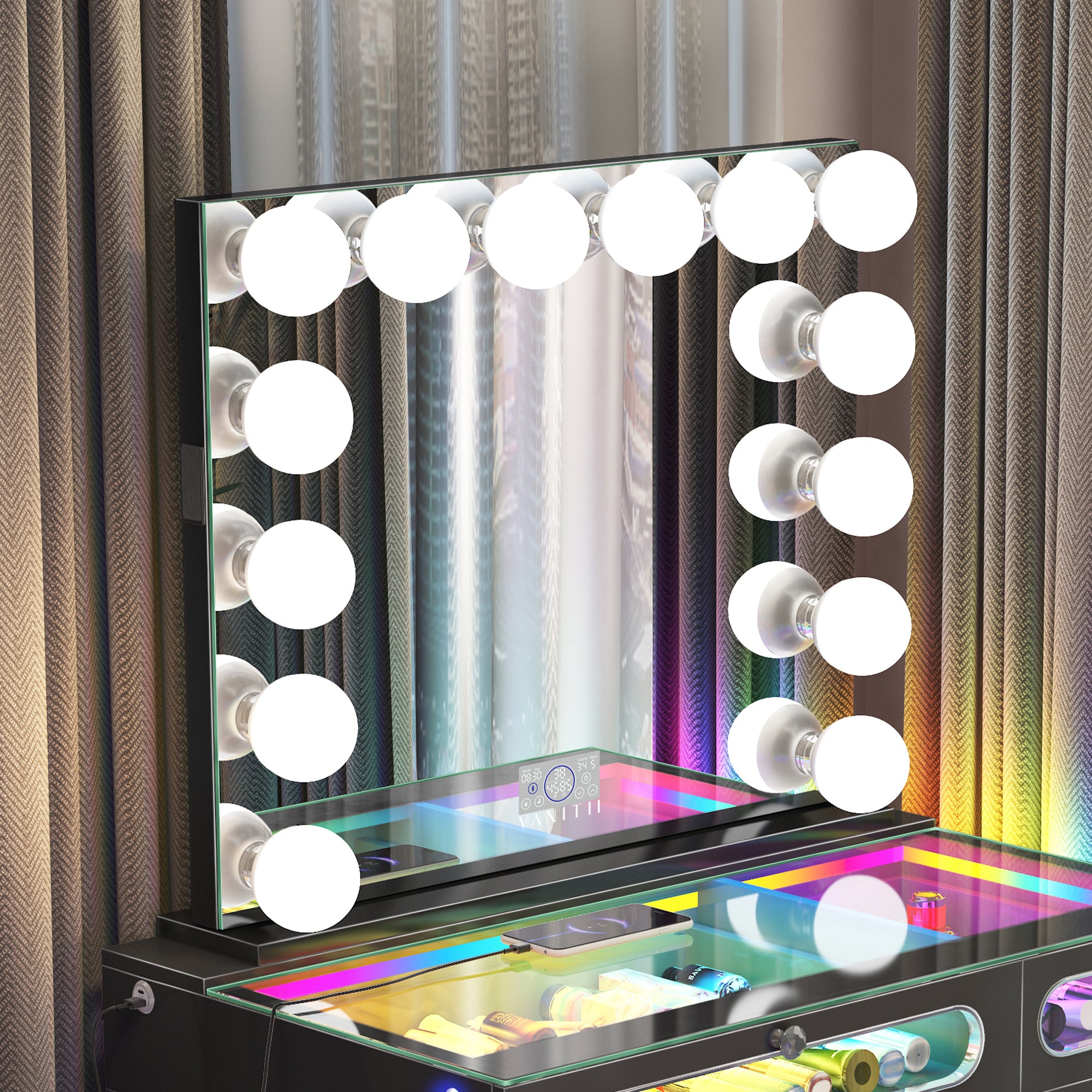 VANITII Marilyn Hollywood Vanity Mirror Pro with 14 Dimmable LED Bulbs