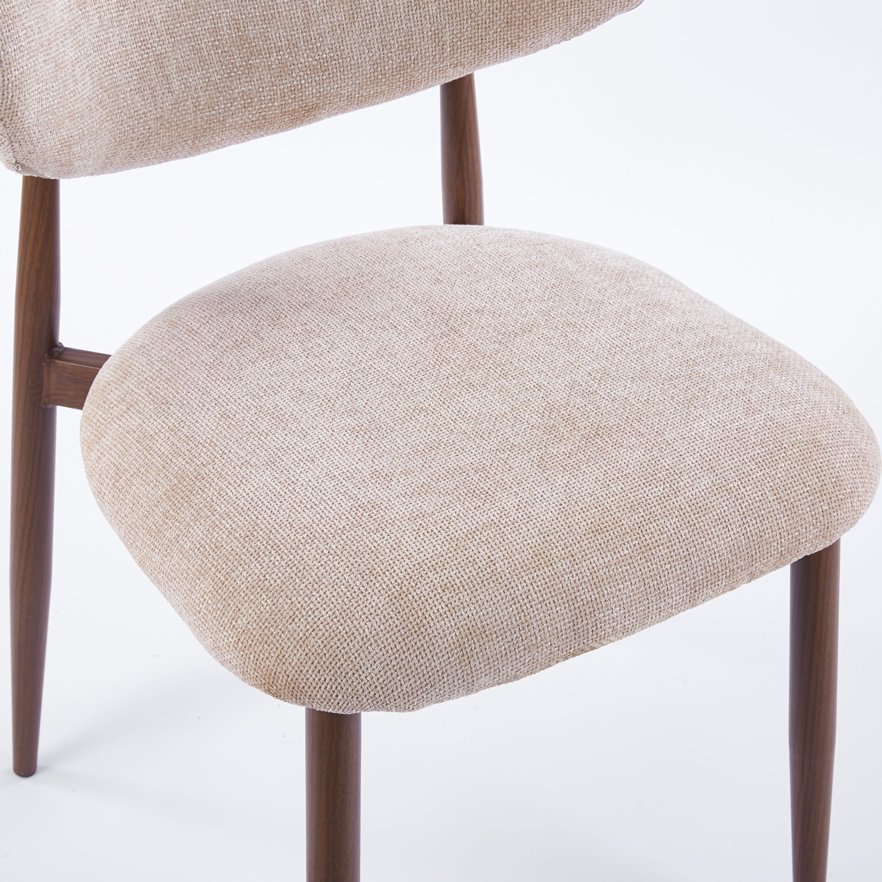 Modern Upholstered Chair - Linen Fabric, Walnut-Transfer Legs 4pCS/CTN