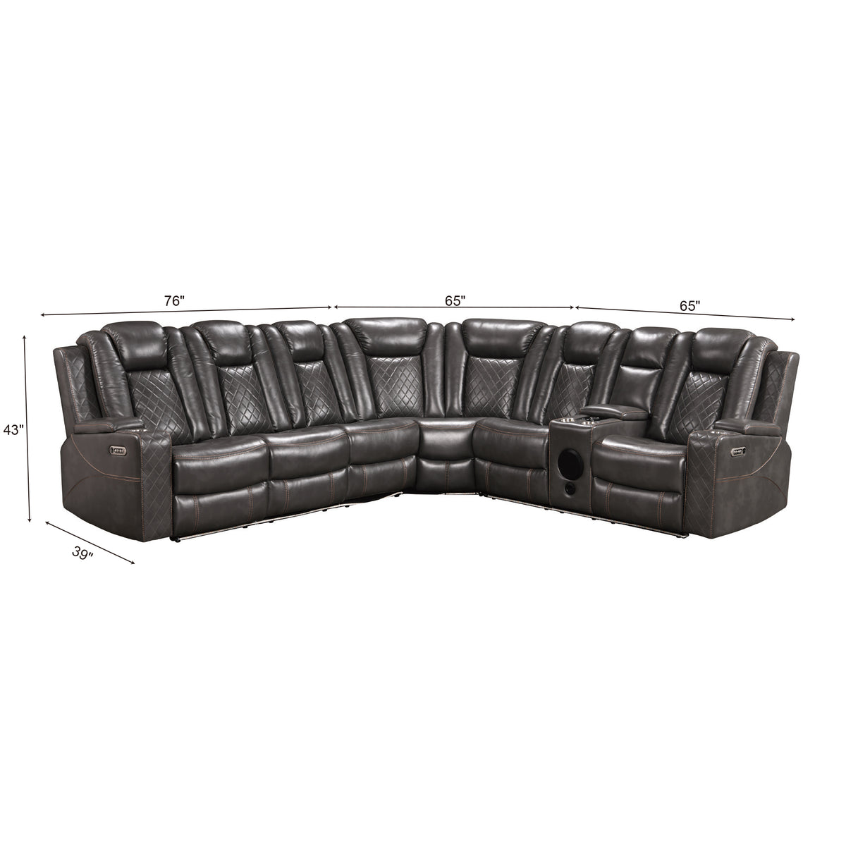 Power Recliner Sectional MC2855B Gray