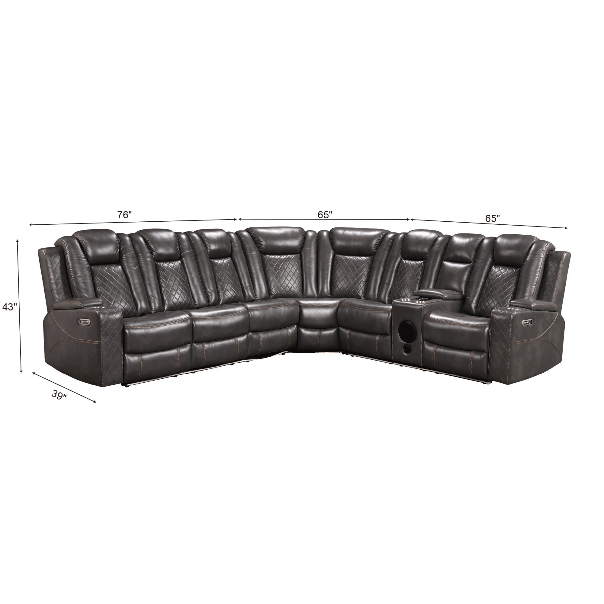 Power Recliner Sectional MC2855B Gray