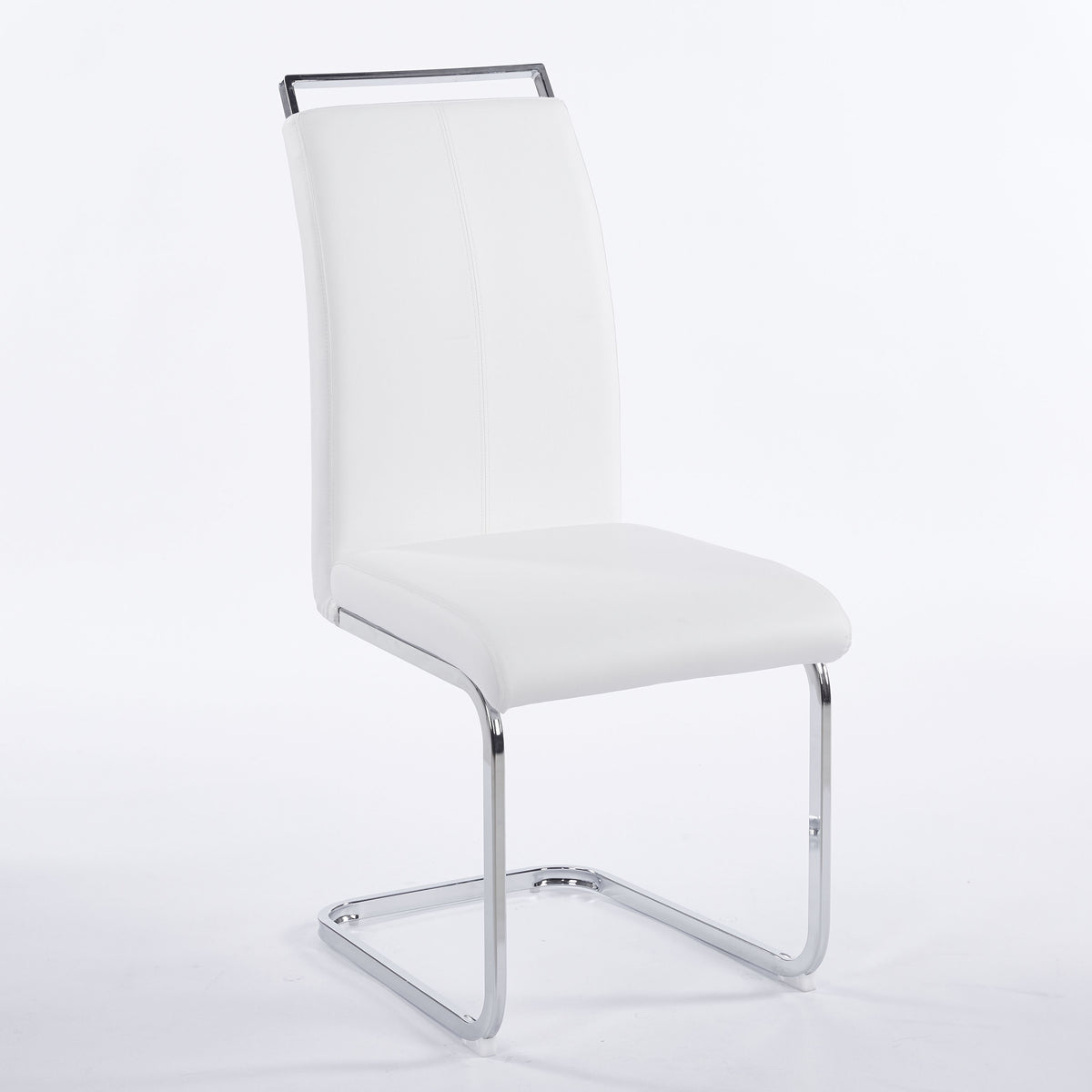Contemporary Cantilever Dining Chair, Leather Upholstery with Chrome Metal Base 4pCS/CTN