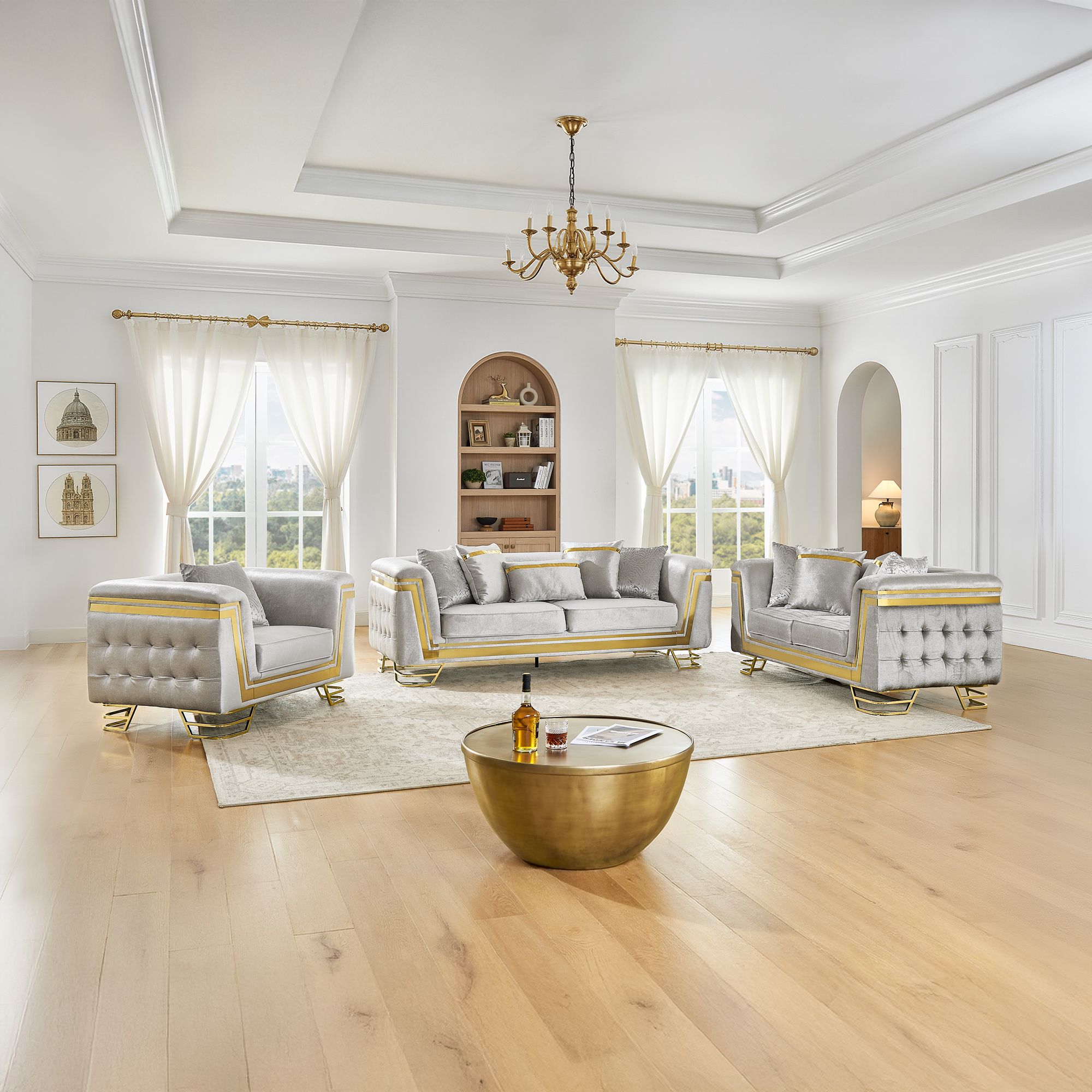 Chestfield Sofa Set in Beige