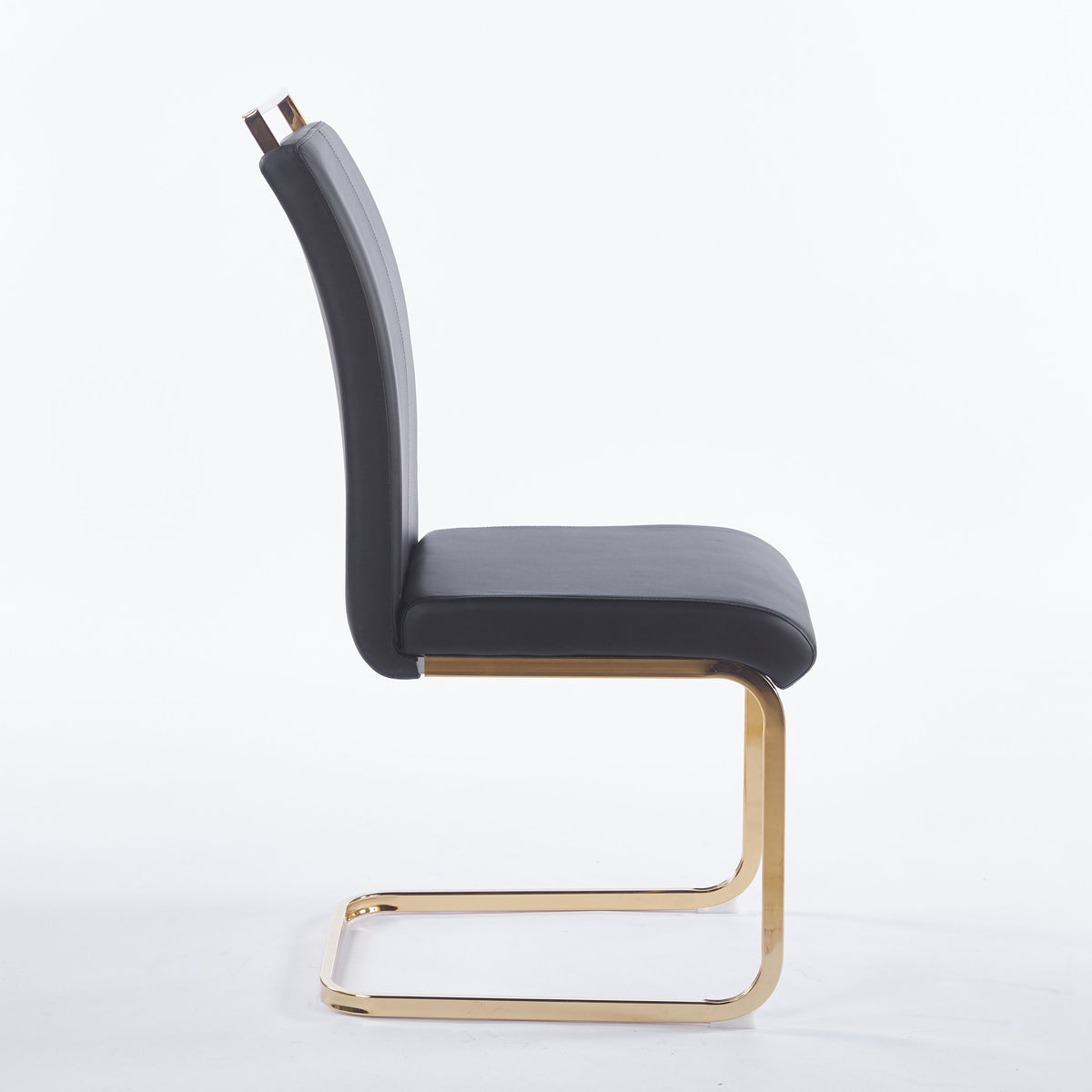 Contemporary Cantilever Dining Chair, Leather Upholstery with Golden Metal Base 4pCS/CTN