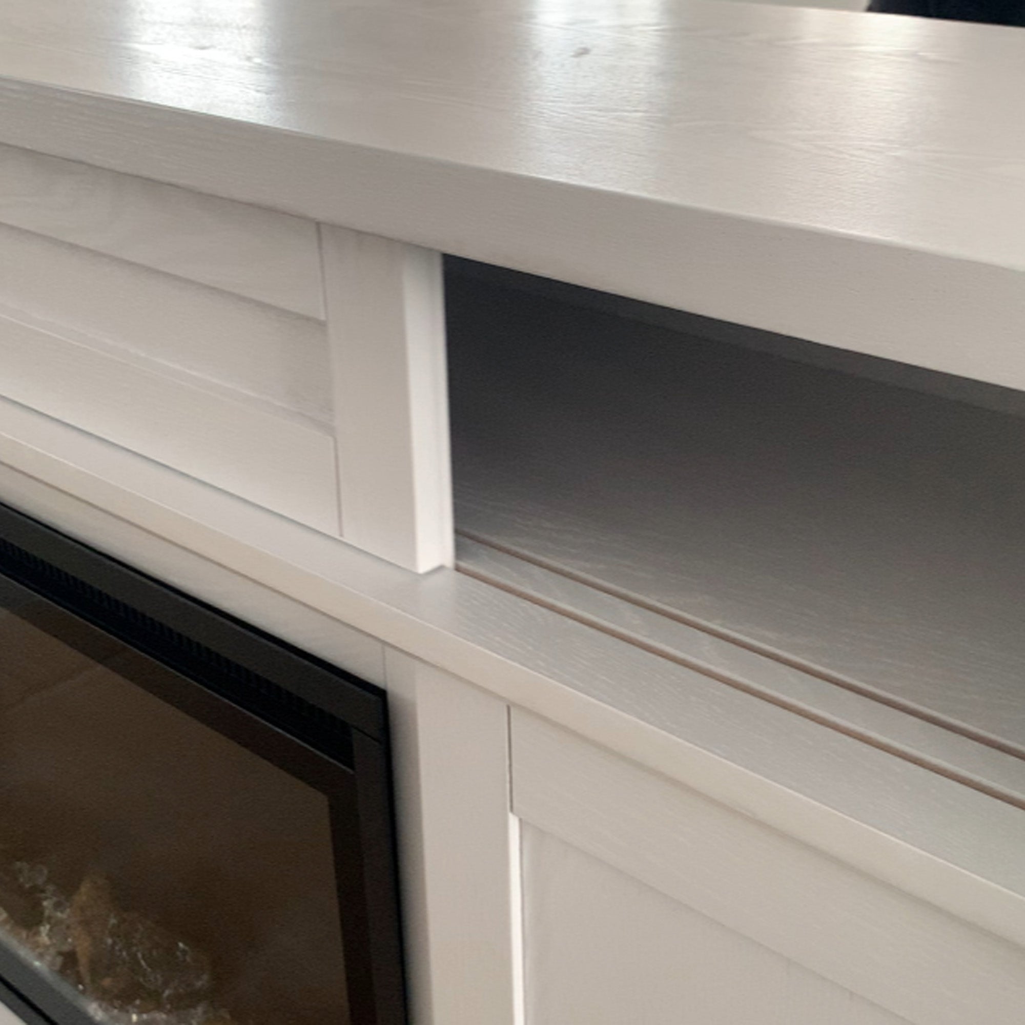 Fully Assembled 70" White Ash Veneer Fireplace TV Stand