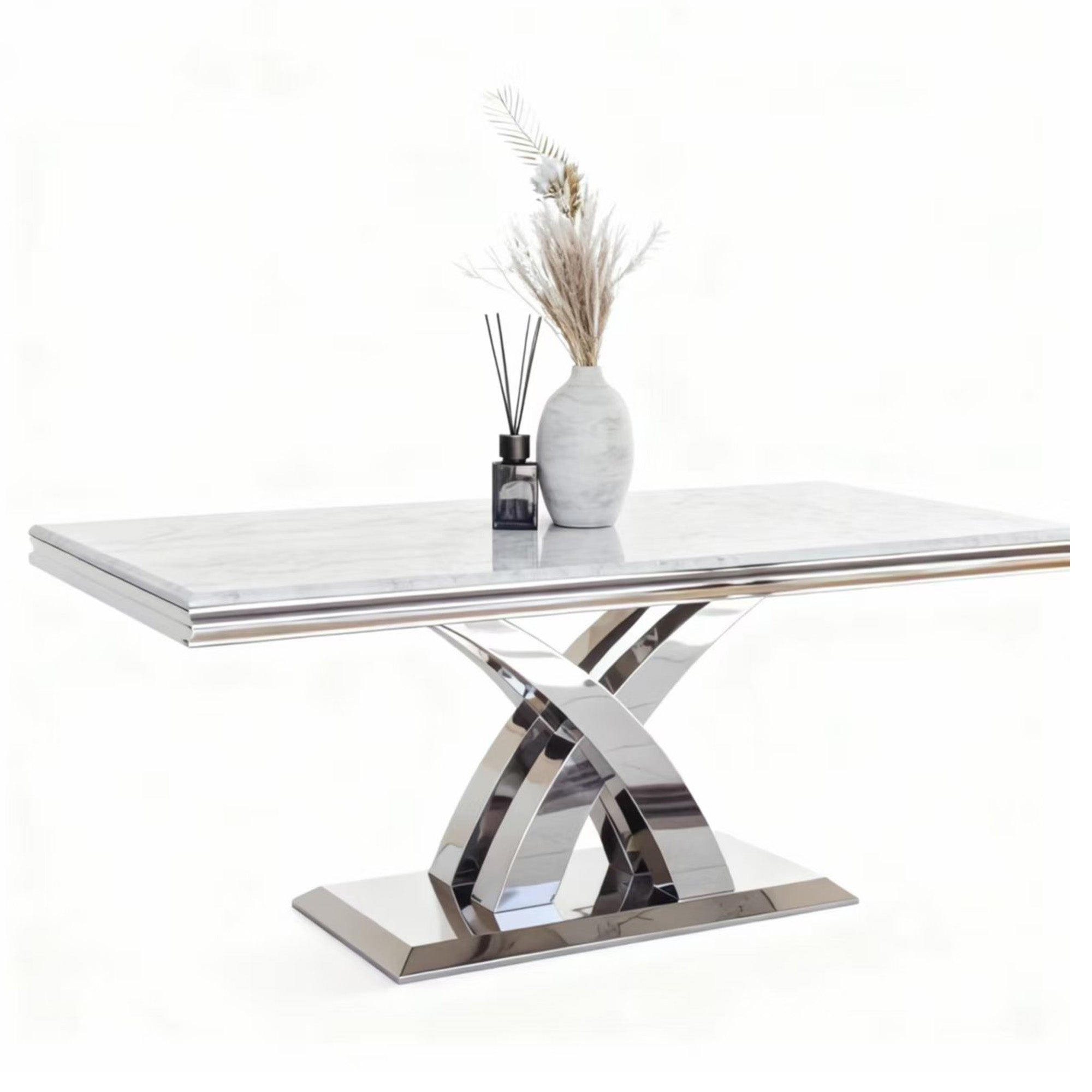 Rectangular Chrome Dining Marble Table PX07