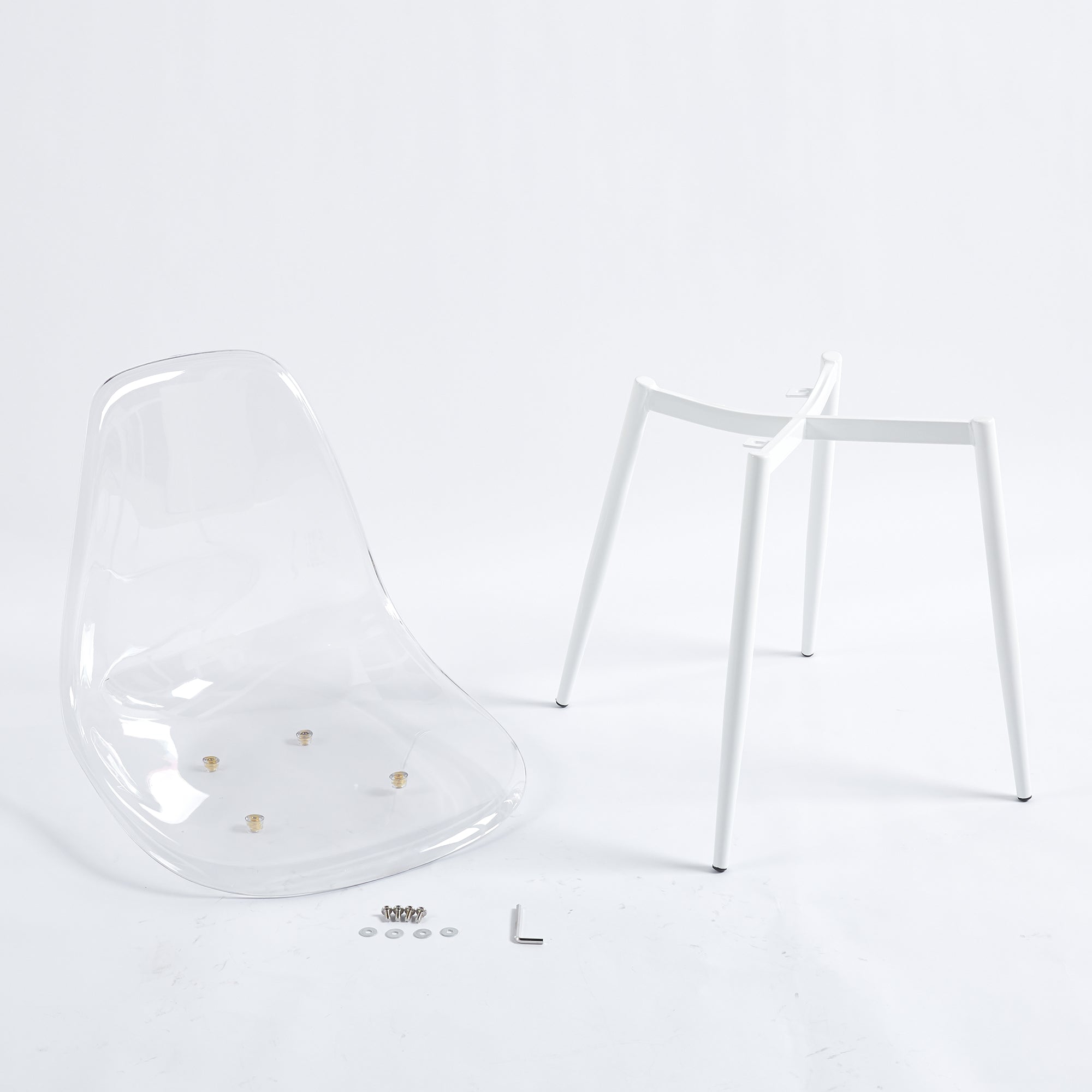 Clear Acrylic Accent Side Chairs w/ Metal Legs for Dining/Kitchen/Living Room