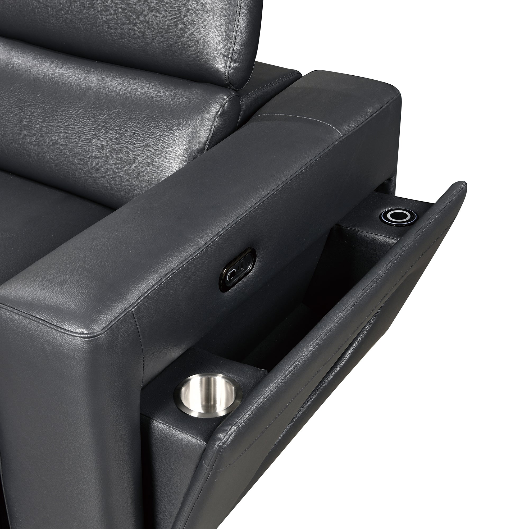 Power Recliner Air Leather Sectional MC3028A Black