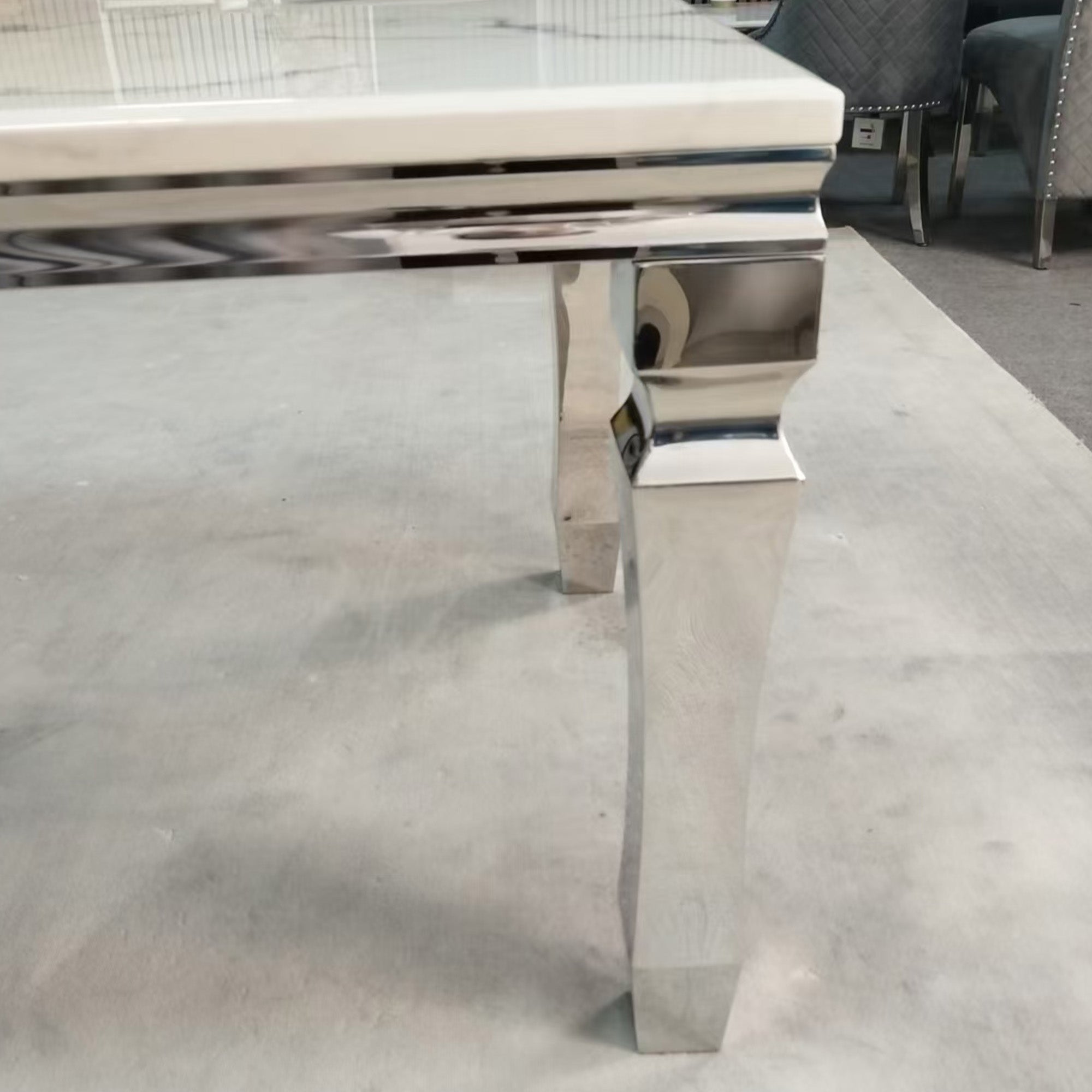 new marble table PX09 silver base with light grey marble