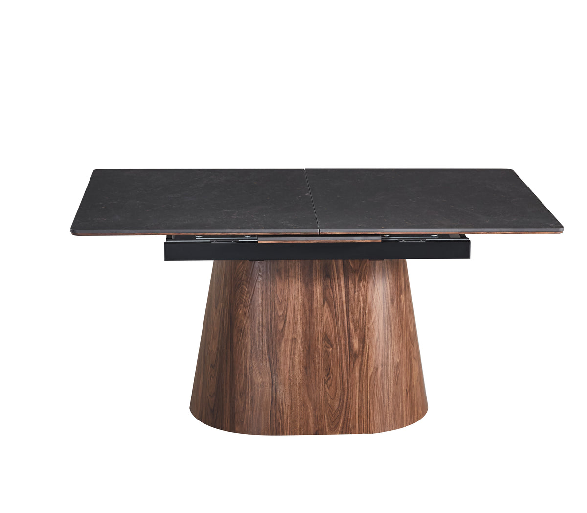 Extendable Black Ceramic Dining Table with Cone Base (62.99 / 78.74 × 35.43 × 29.53)