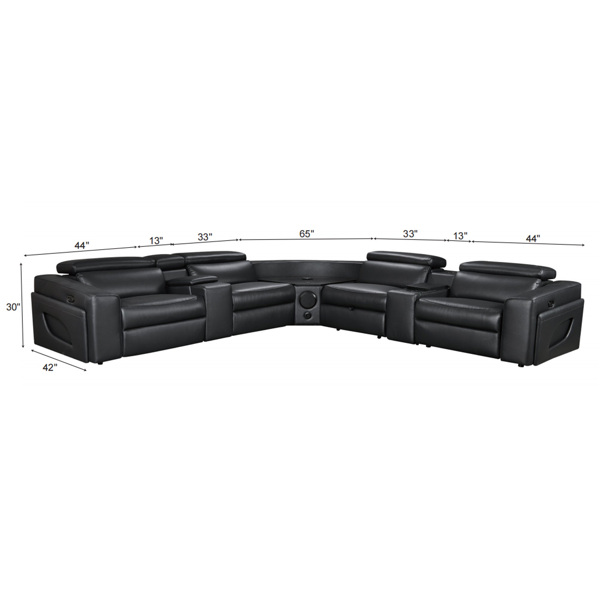 Power Recliner Air Leather Sectional MC3028A Black