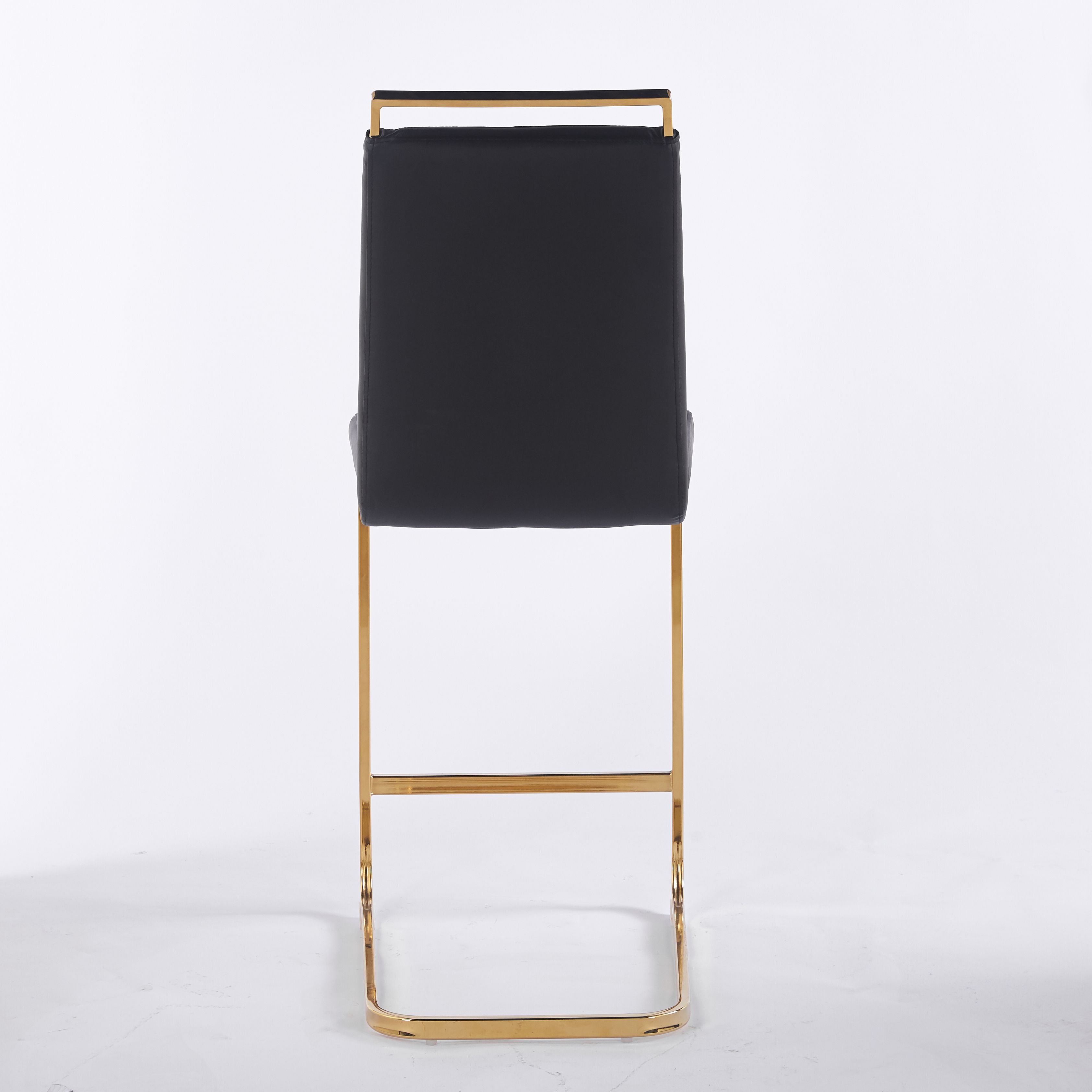 Contemporary Upholstered Dining Chair, Diamond Stitched PU Leather with Gold/Chrome Cantilever Base 4pCS/CTN