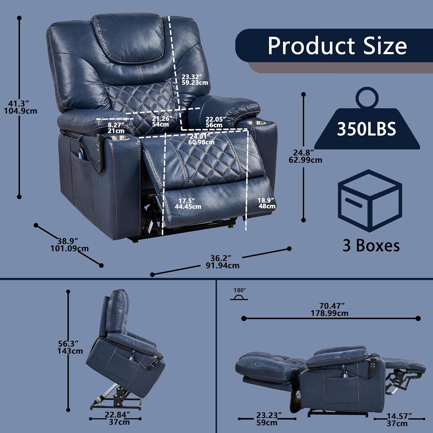 Massage Lift Chair Blue