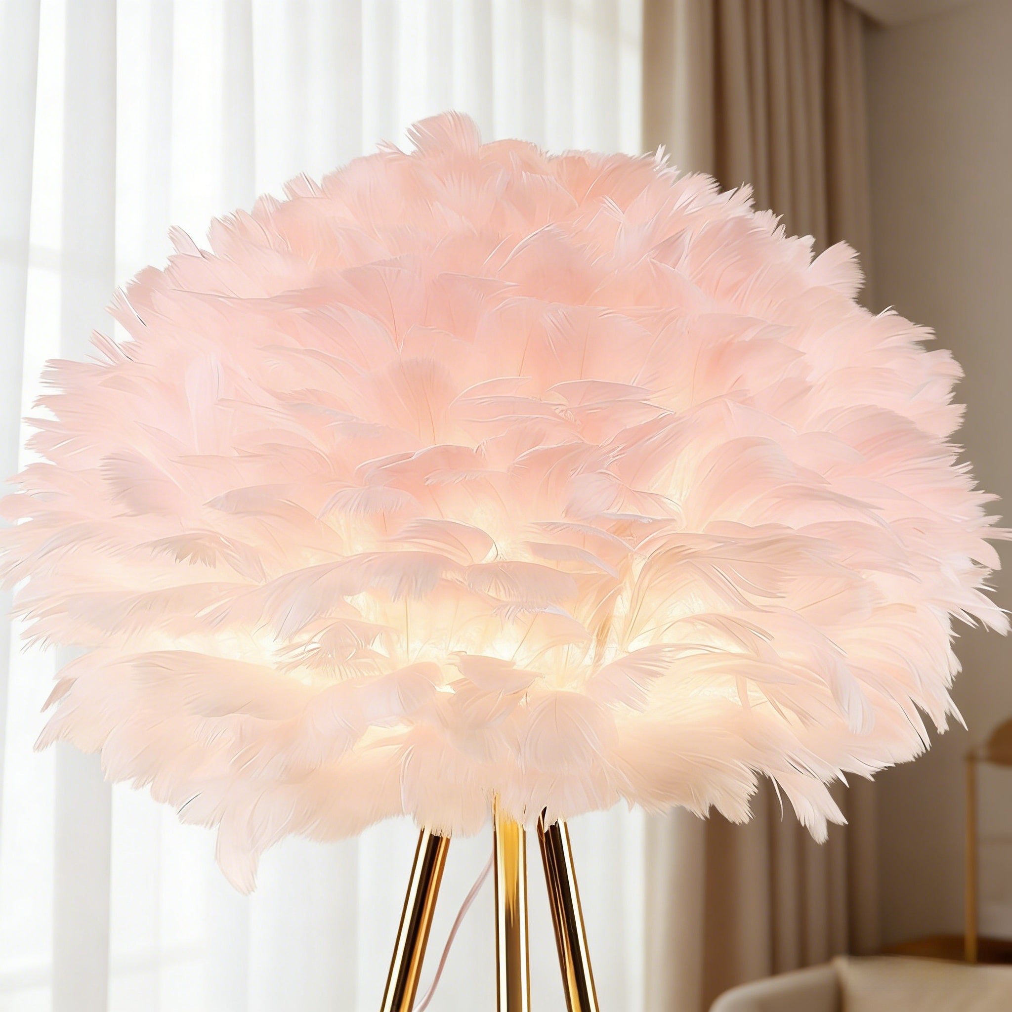 Nordic Feather LED Table Lamp, 3-Color Dimmable Bedside Ambient Light