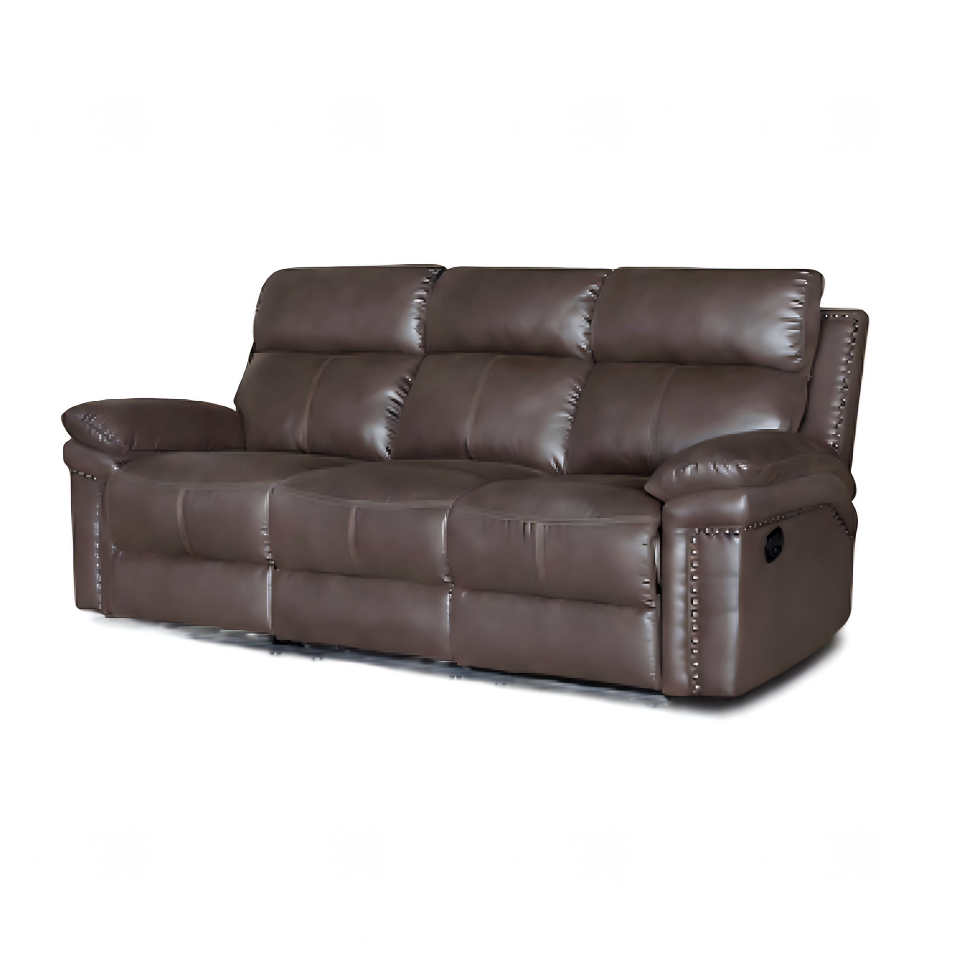 Bison Power Recliner & 3-Seater Sofa with Armrests and Storage, Breathable Leather, Home Theater Seating