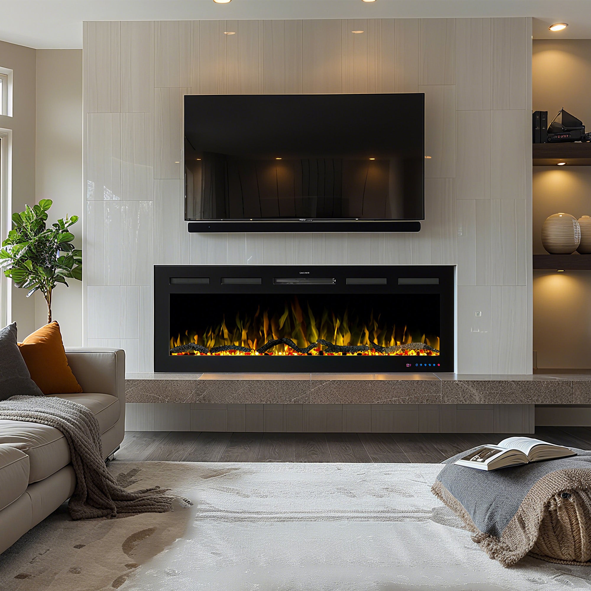 Fully Assembled 72" Electric Fireplace EF72R PRO