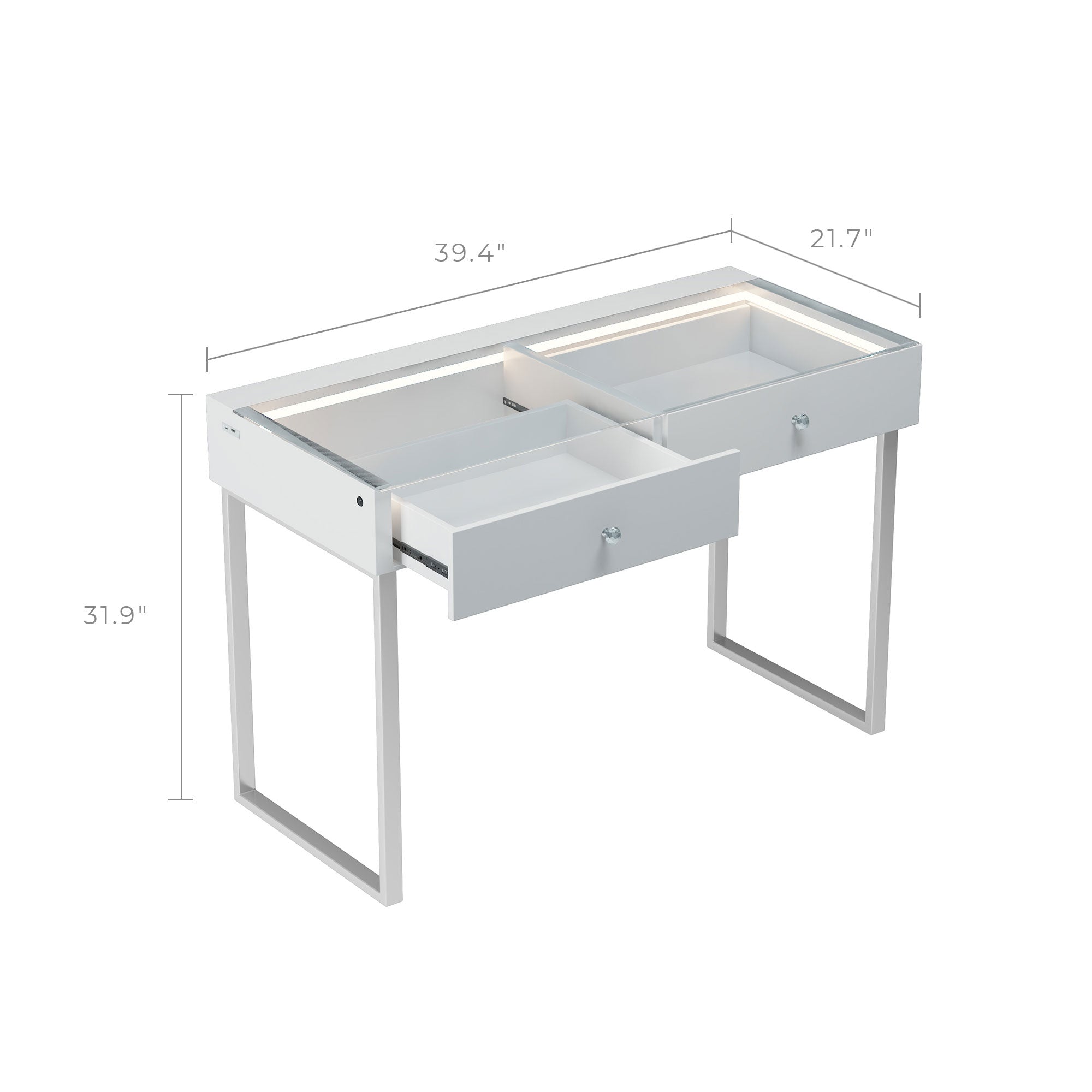 Alice Vanity Desk Pro - 2 Storage Drawers_VANITII