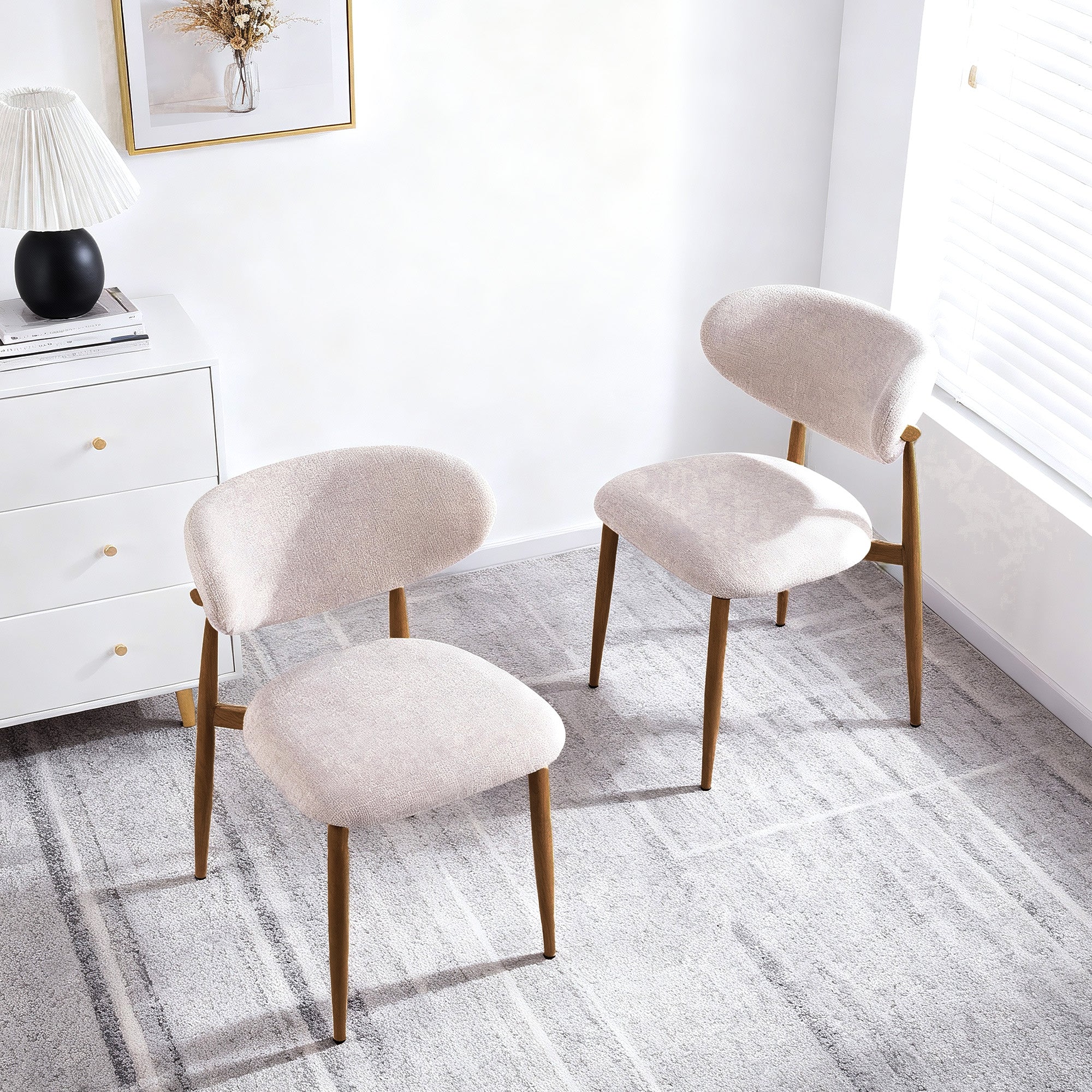 Steel Legs with Wood Grain Transfer Print Dining Chair