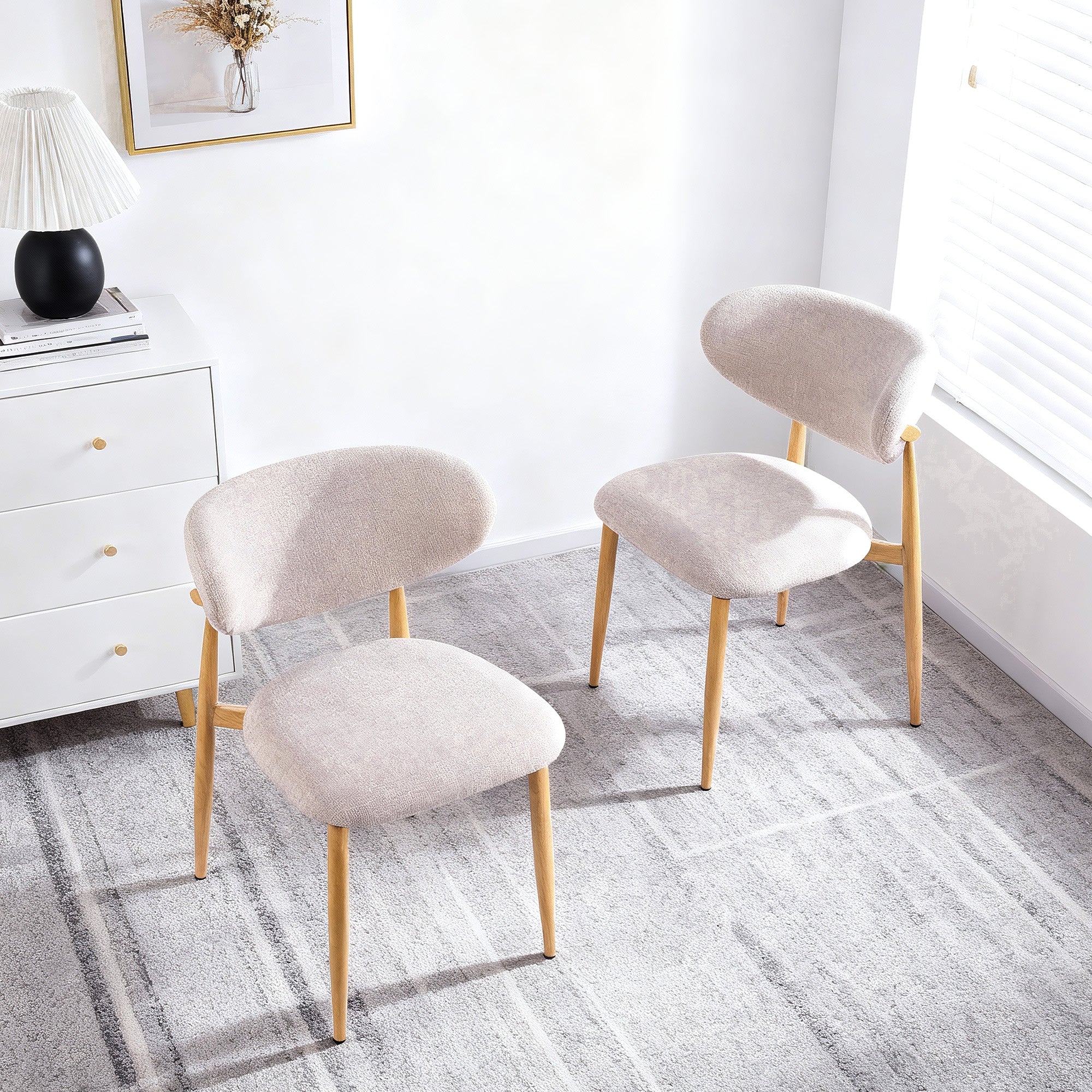 Steel Legs with Wood Grain Transfer Print Dining Chair