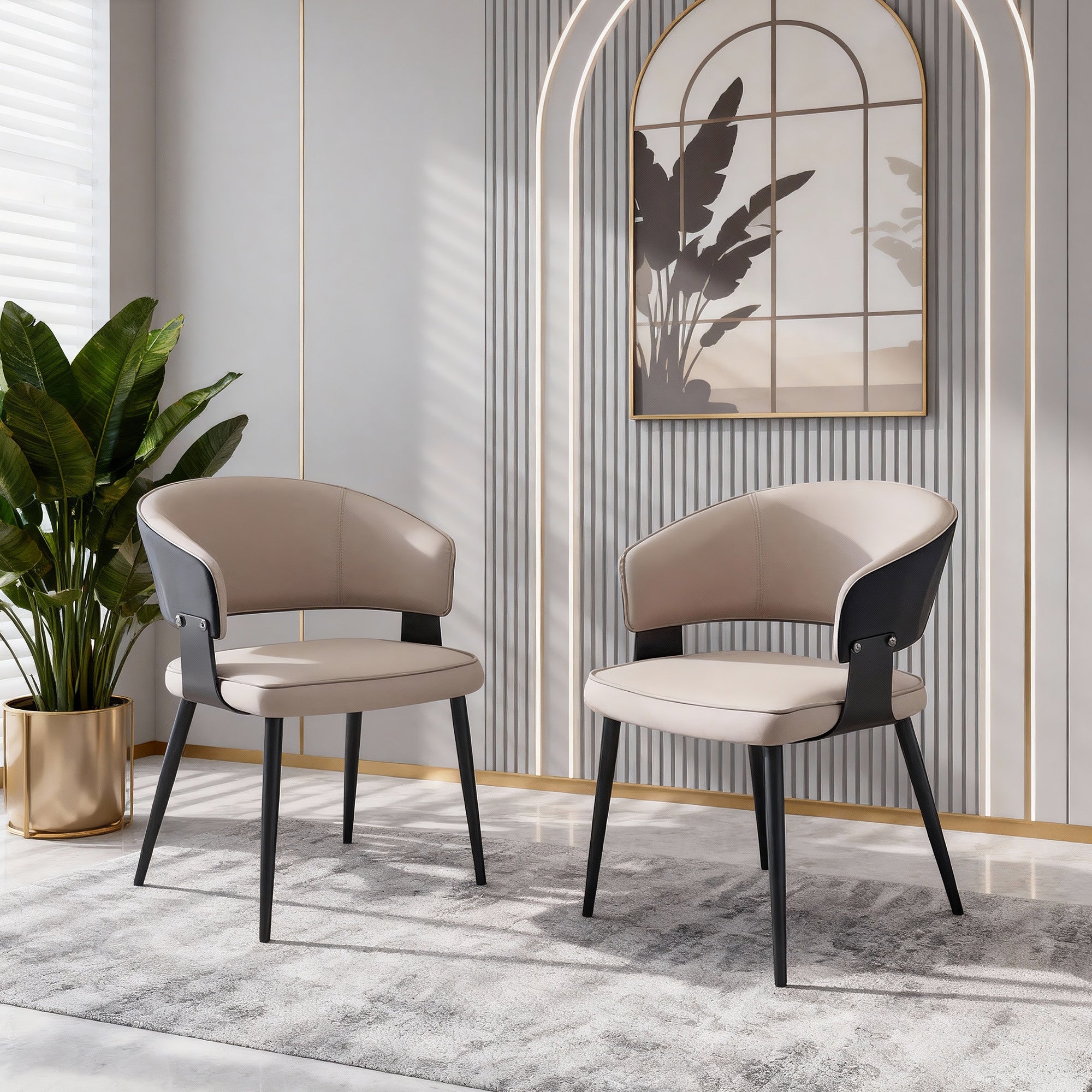 PU leather carbon steel dining chair