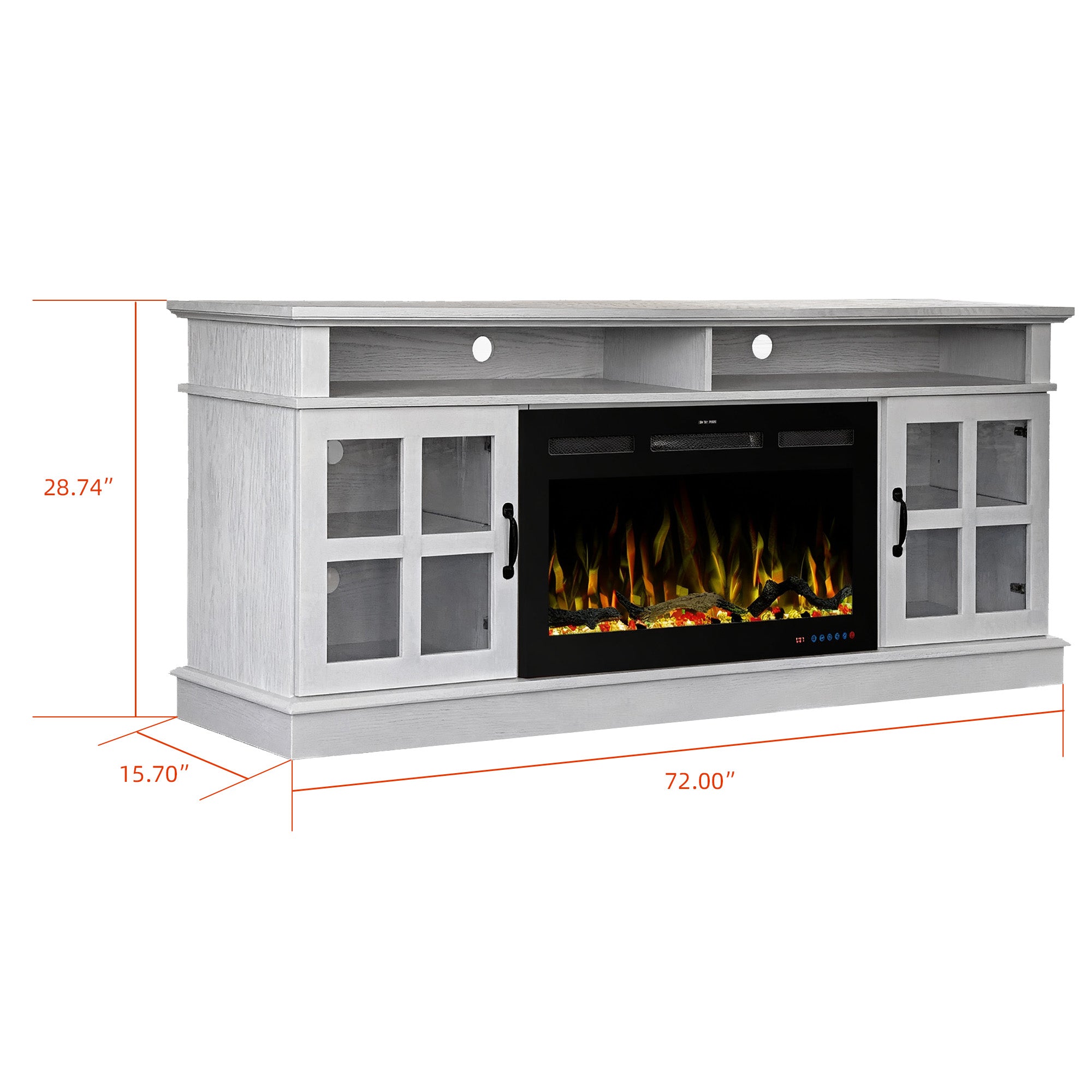 Ash Wood Veneer TV Stand 33” Fireplace Mante
