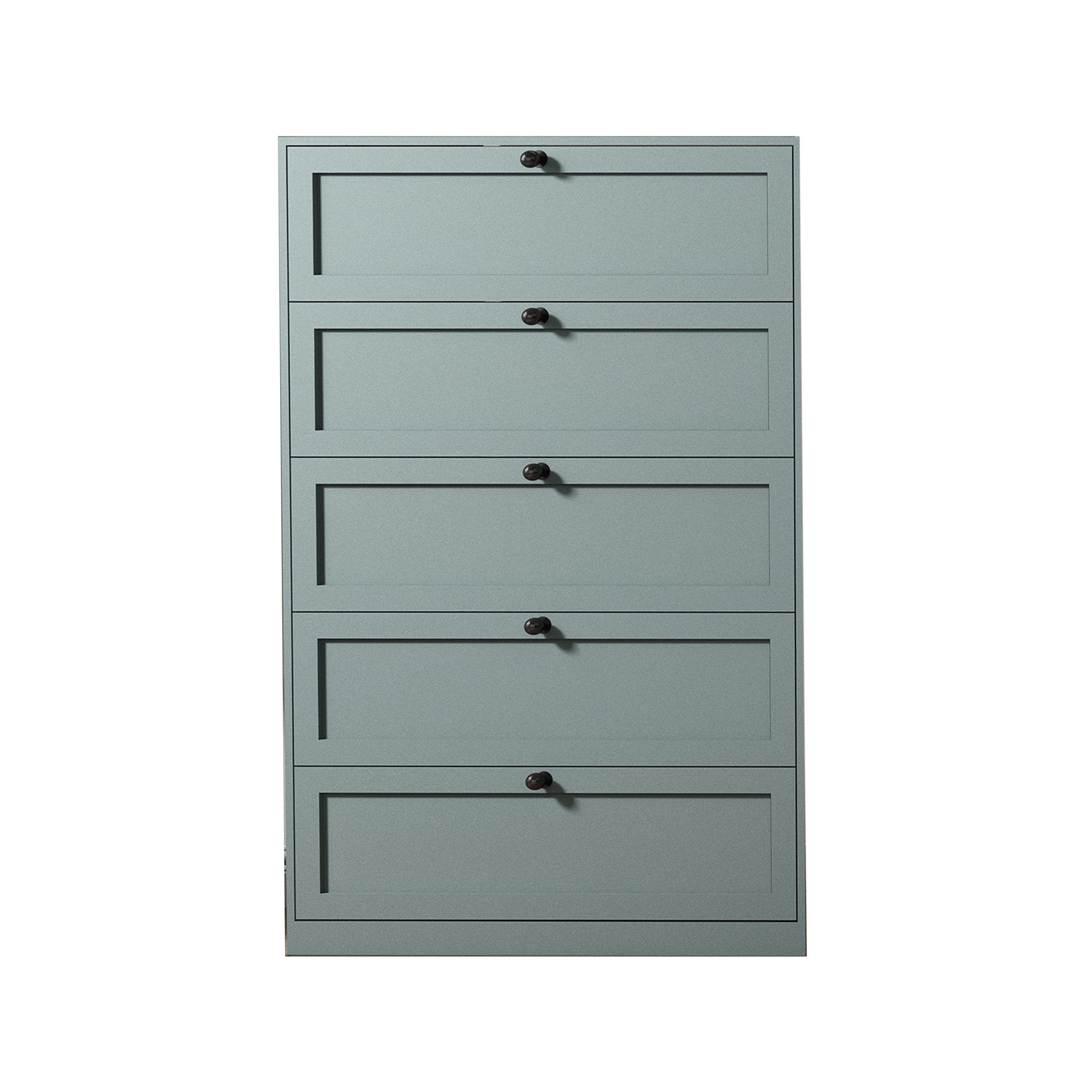 Gray-Green Steel Cabinet with Five Drawers